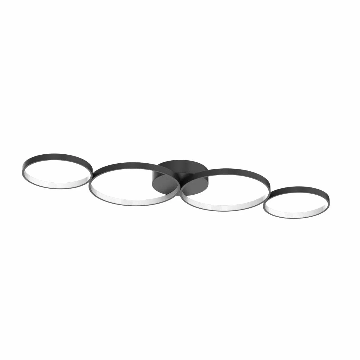 GBLY Lampa sufitowa LED nowoczesna 4 płomienie w optyce pierścieniowej | 3000k biała ciepła lampa sufitowa okrągła 37W wewnętrzna czarna lampa do salonu wykonana - salon przedpokój biuro gabinet