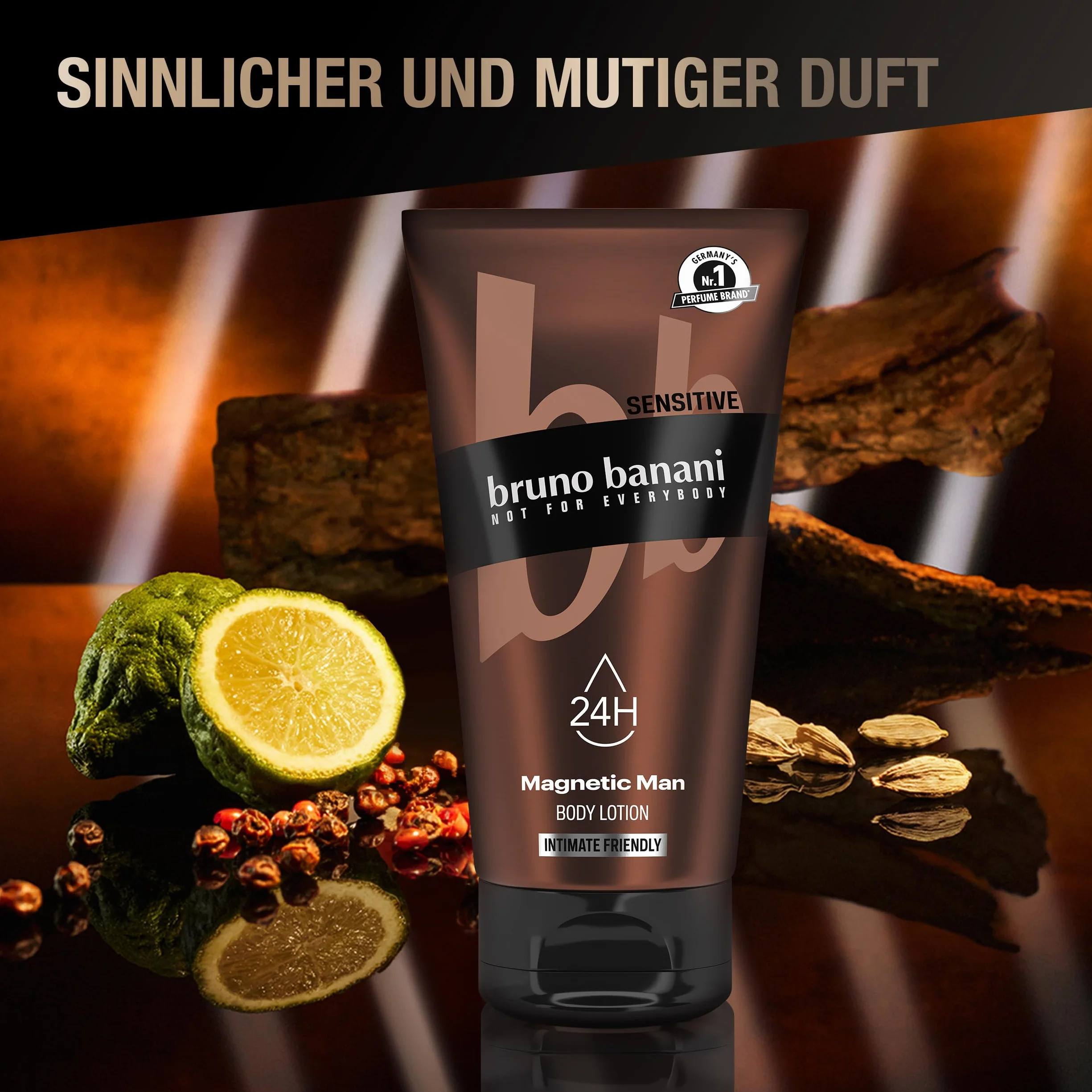bruno banani Balsam do ciała Magnetic Man, pielęgnujący balsam do ciała 3 w 1 o urzekającym zapachu drewna, 150 ml