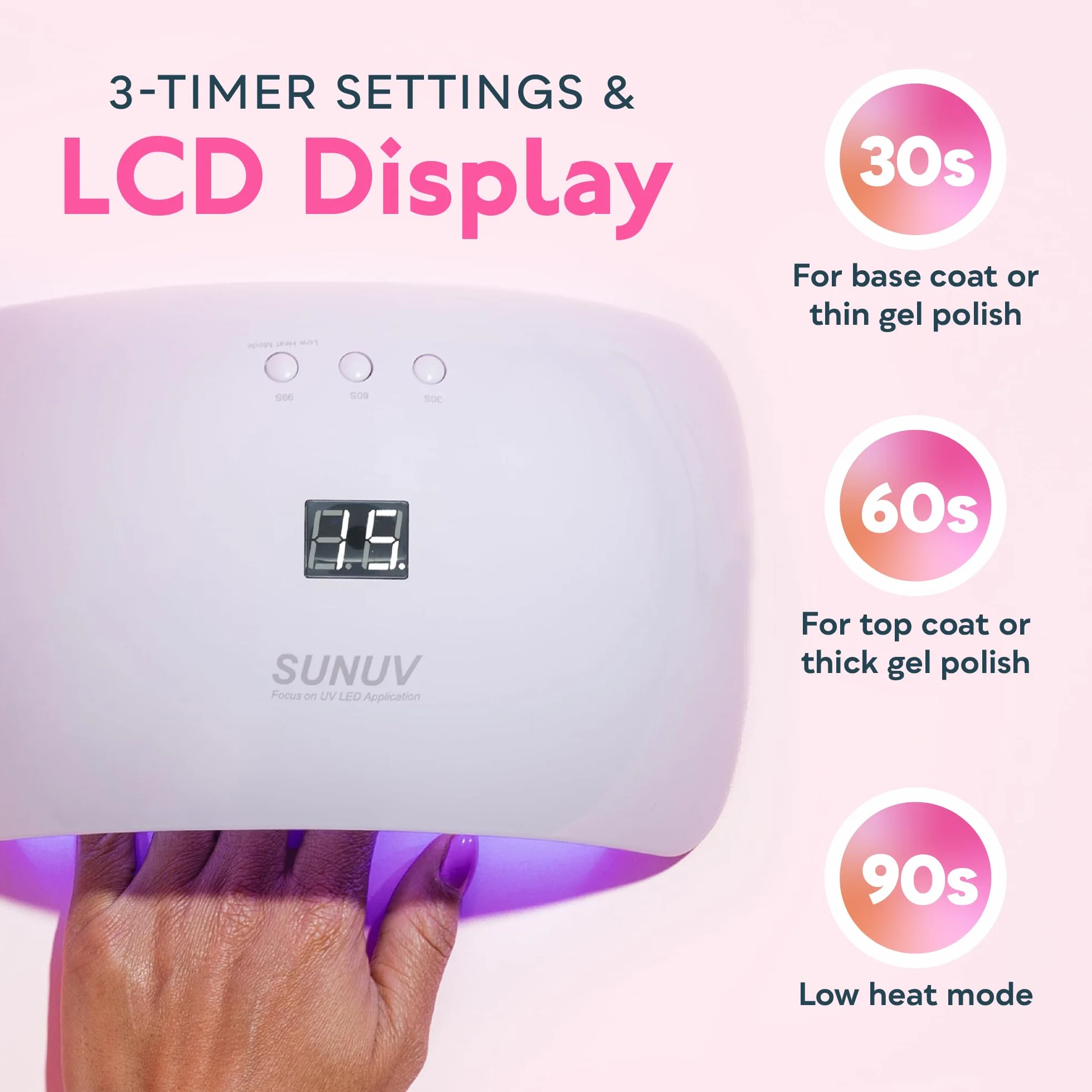 SUNUV suszarka do paznokci UV LED lampa do paznokci, timer, czujnik podczerwieni, wyświetlacz LCD, nadaje się do wszystkich żelów