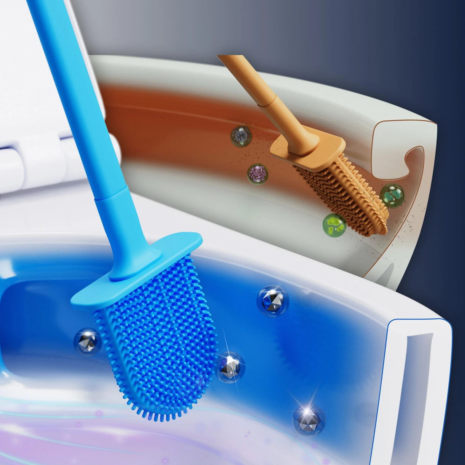 Whirlflush Soho 3.0 wisząca muszla klozetowa z połyskiem, bez krawędzi dla higieny i łatwego czyszczenia, spłukiwanie tornado, deska sedesowa z duroplastu Super Slim SoftClose