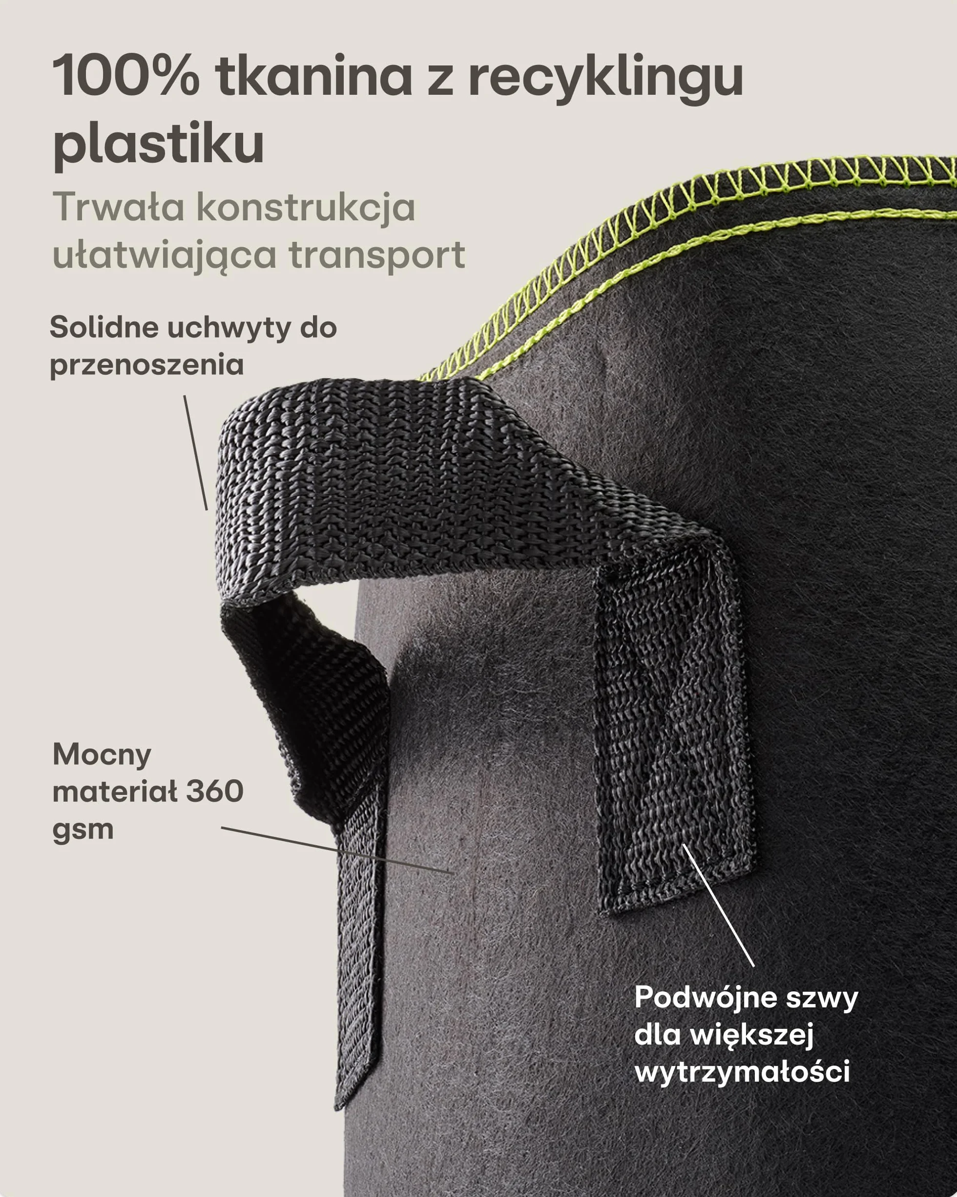 Praknu Worek do Sadzenia 15L 3 szt. z Uchwytem na Rośliny