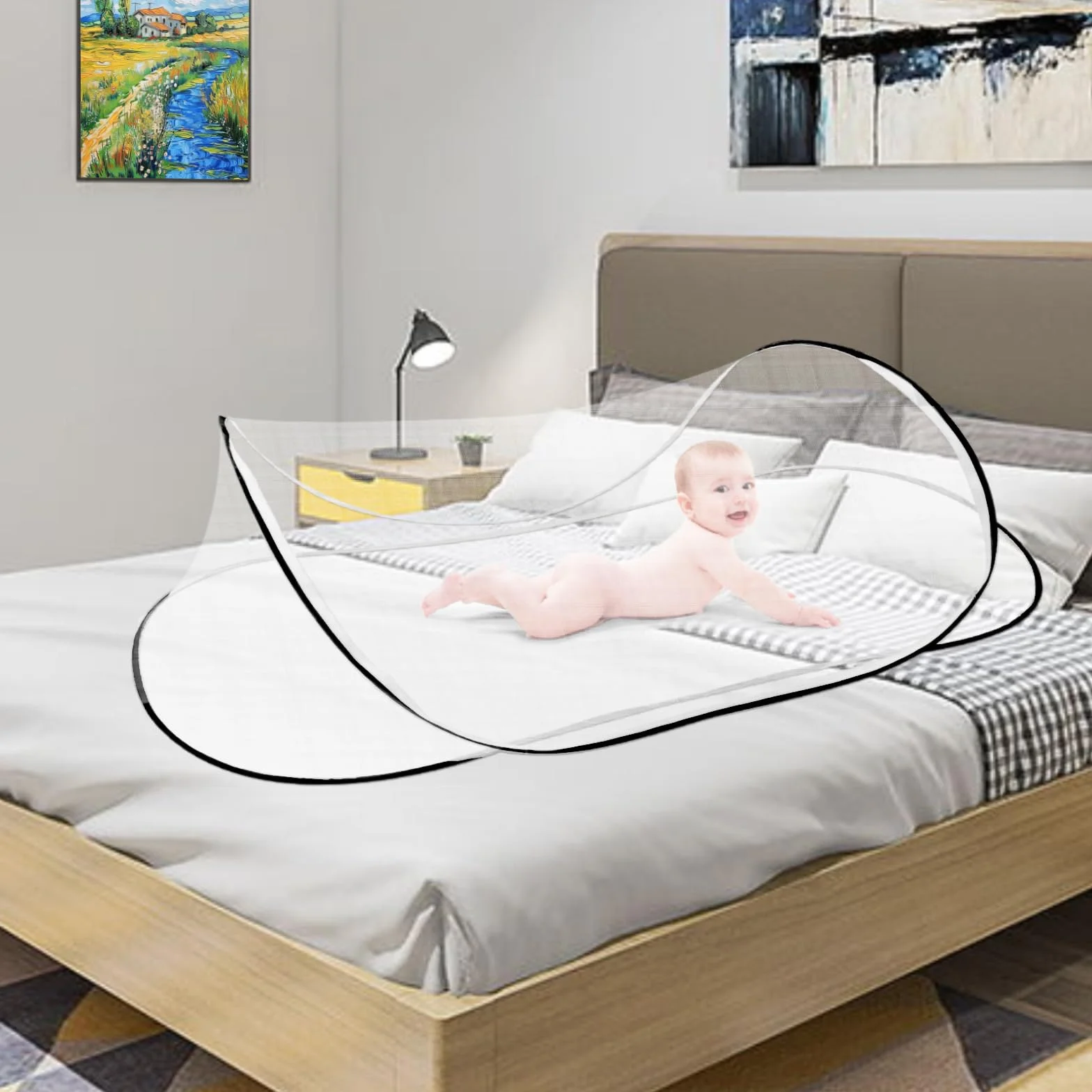 Moskitiera Pop Up 200 × 80 × 56 cm, podróżna siatka na komary, do domu i na kemping