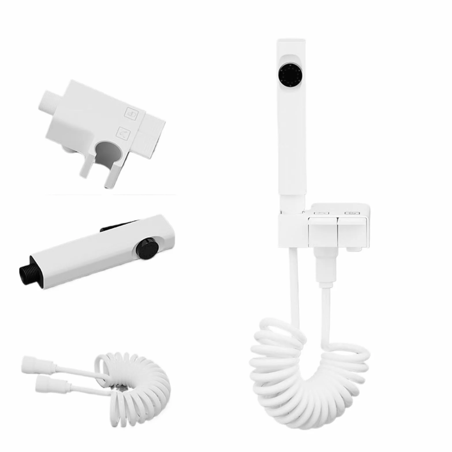 Bateria Bidetowa Mosiężna, Ducha Higienica Z Mieszaczem Ciepłej I Zimnej Wody, Baterie Toaletowe Wysokie CiśNienie Wody(White)
