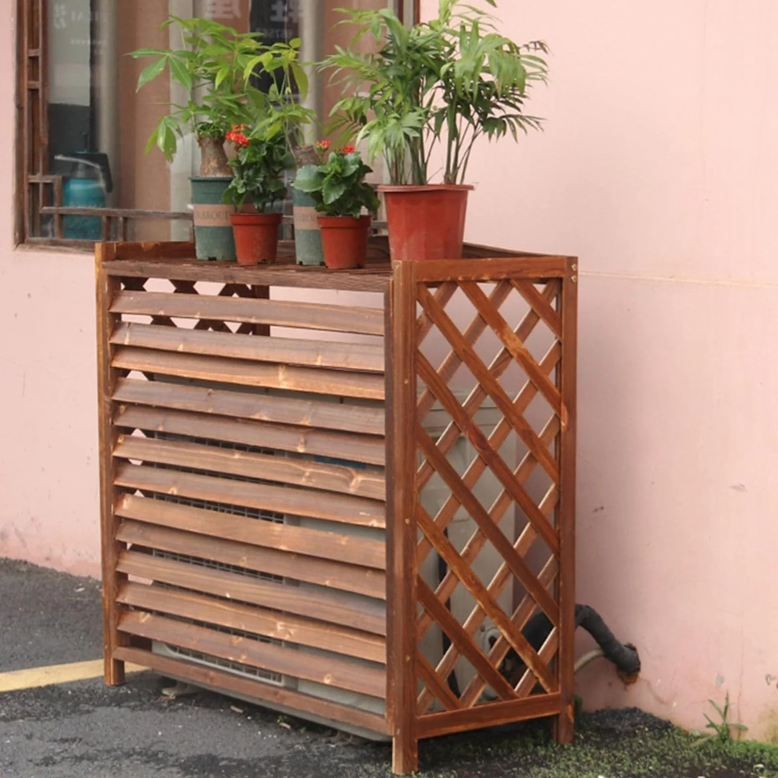 Drewniana Osłona Klimatyzatora Split 86x35x80cm Odporna na Słońce i Wodę