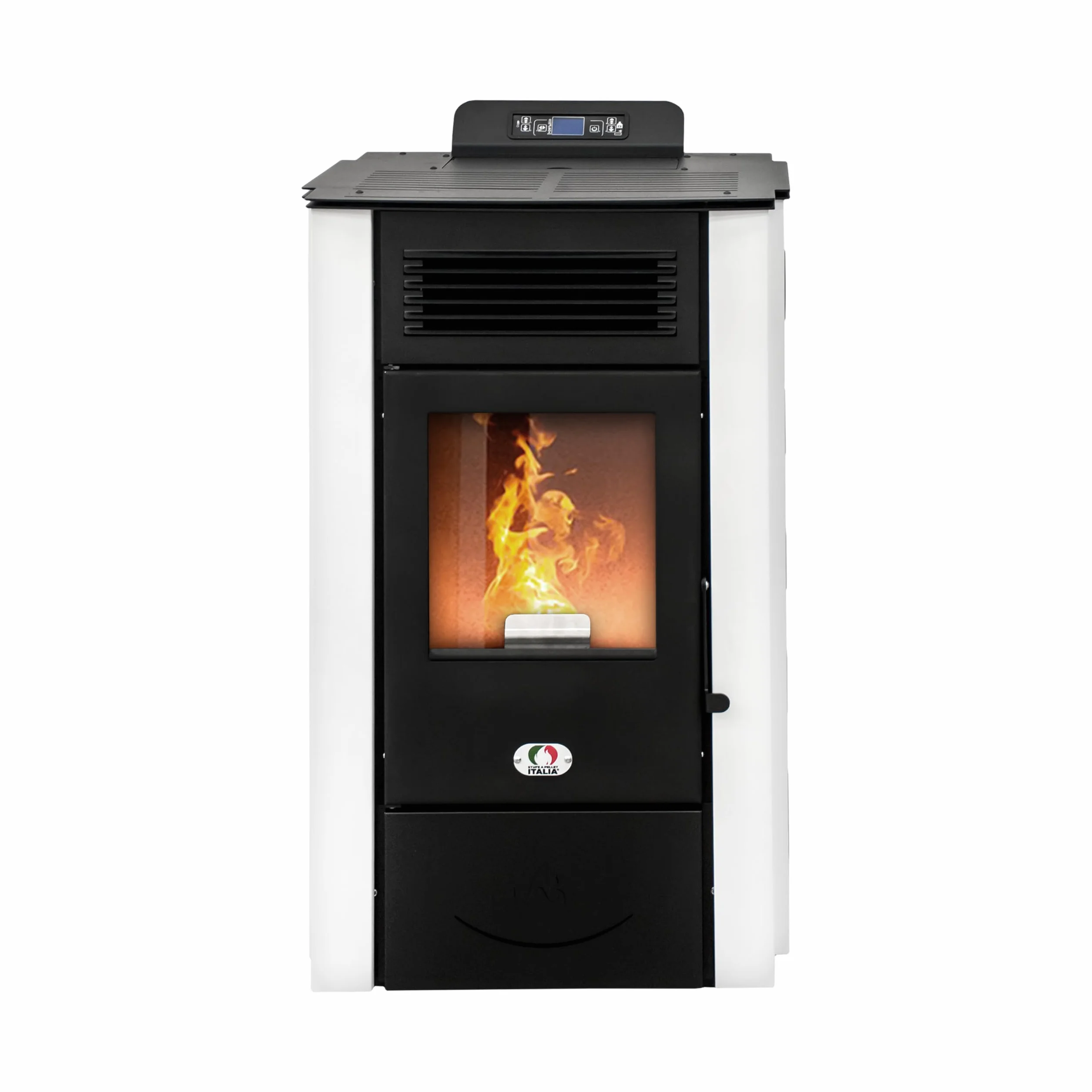 STUFE A PELLET ITALIA Colorado 15 kW | wydajność pieca na pellet 92%, ogrzewa 140 m², autonomia 15 godzin, programowalna, 5 prędkości i poziomów mocy, 24 miesiące , kolor biały
