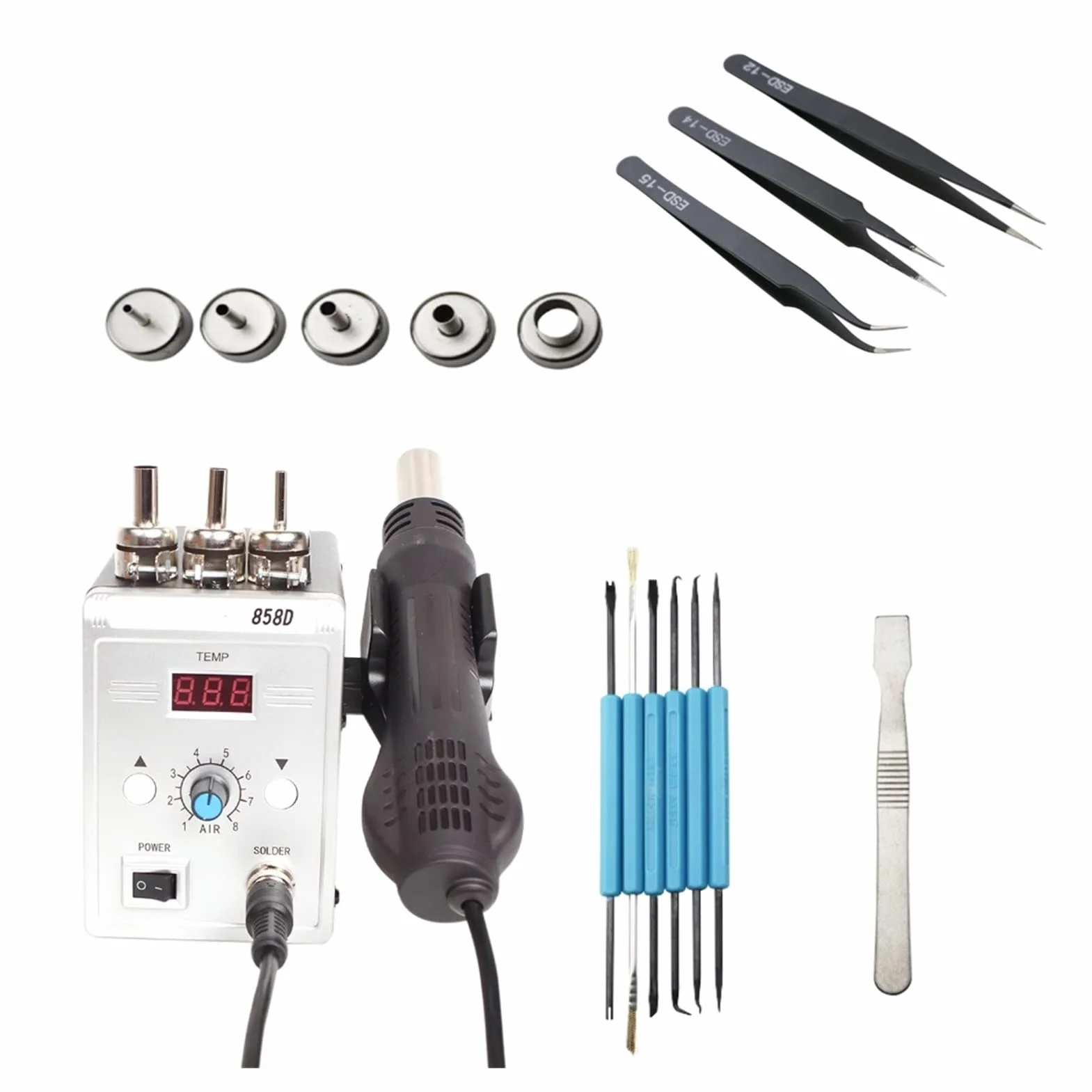 Stacja lutownicza, Digital Display Desoldering Station 85 8d 700W BGA ESD Narzędzie do naprawy spawania pistoletu na gorące powietrze