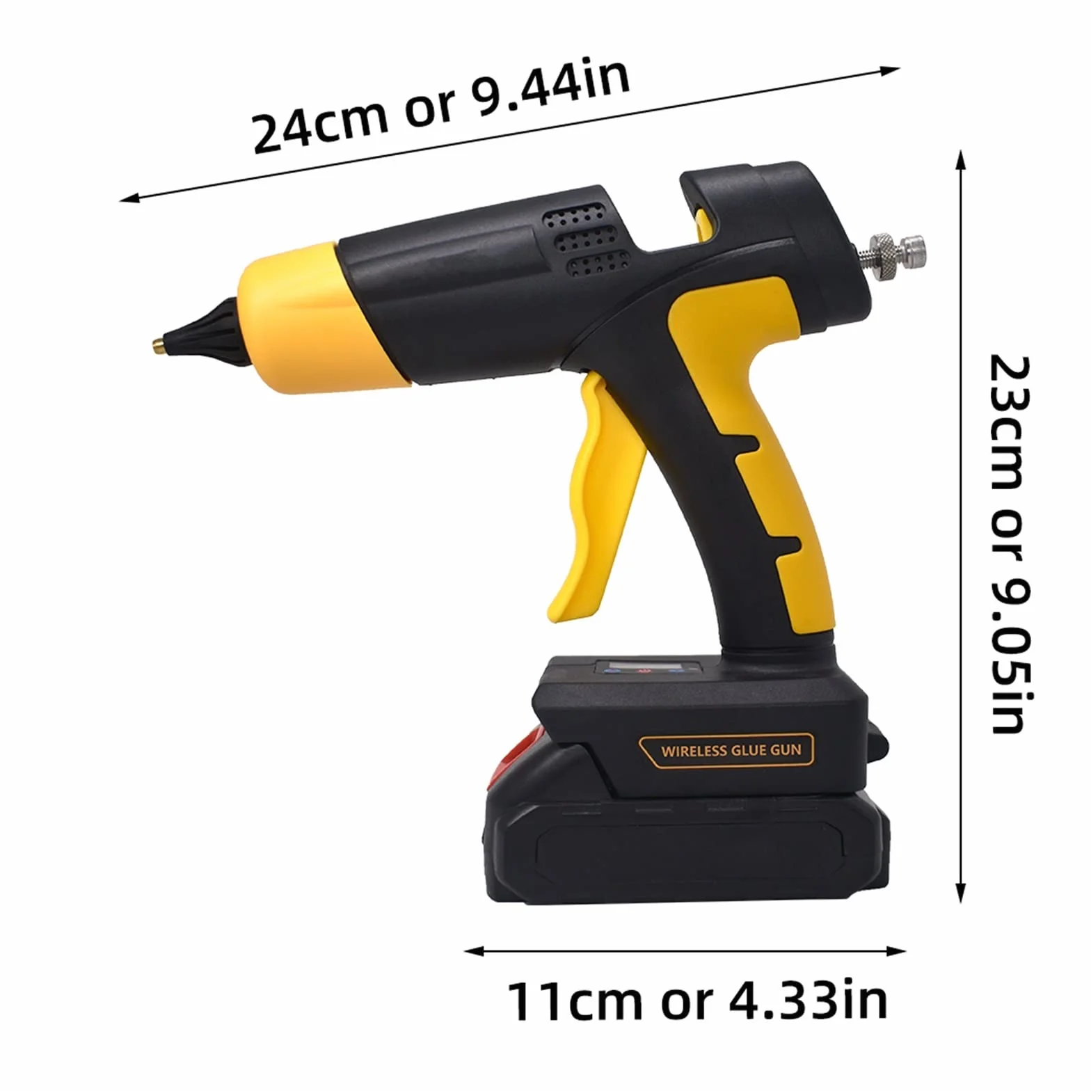 Pistolet na gorący klej, 21V 120W bezprzewodowy pistolet do klejenia na gorąco z cyfrowym wyświetlaczem termostat wymienna bateria zastosowanie 11mm kleje w sztyfcie do domu majsterkowanie, prezenty ś