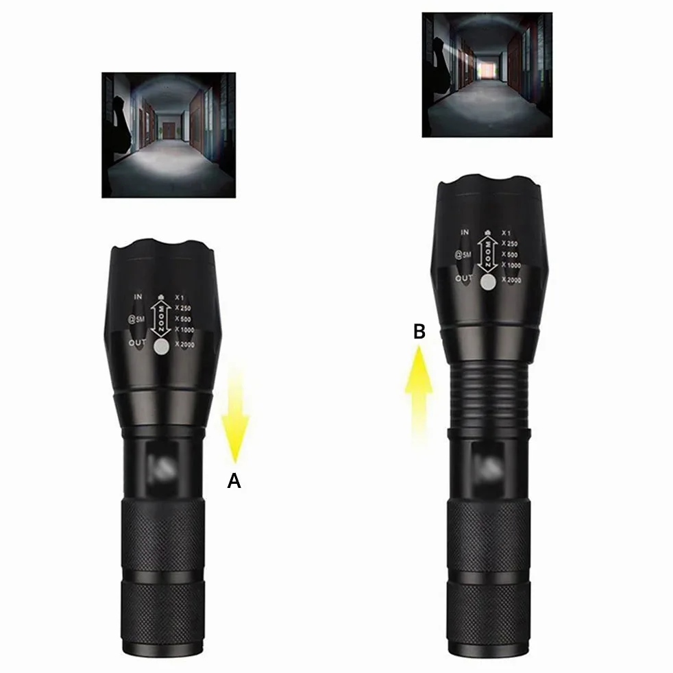 String Lights 1/2/3-Pack Ultra Bright Latarka LED T6/L2 Wodoodporna latarka Zoomable Latarka 5 trybów przełączania Wodoodporna latarka Oświetlenie festiwalowe (kolor: 1)