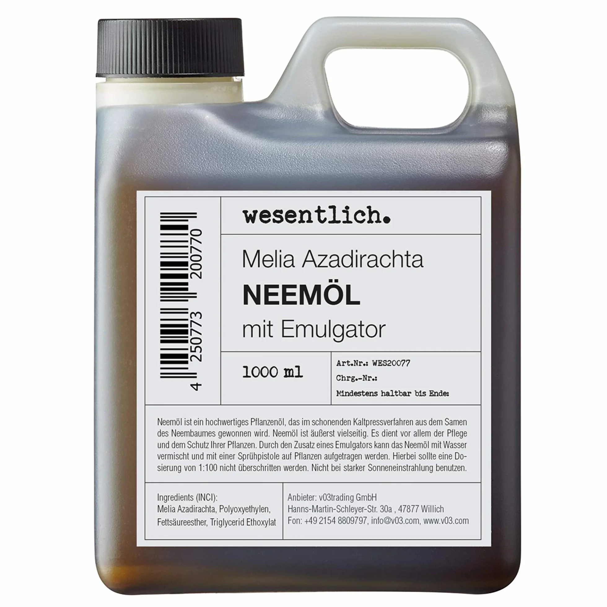 Olej z miodli indyjskiej z emulgatorem 1000 ml