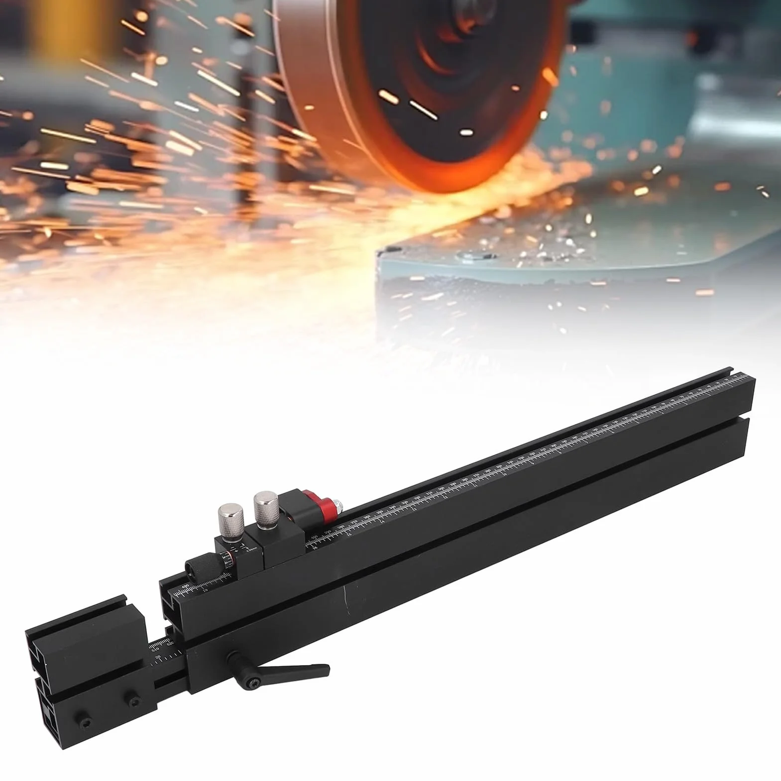 Piła Stołowa ze Stopu Aluminium System ogrodzeń Dokładna Prowadnica z Rowkiem T Metryczna Imperialna do Obróbki Drewna Regulowana długość 560-950 Mm