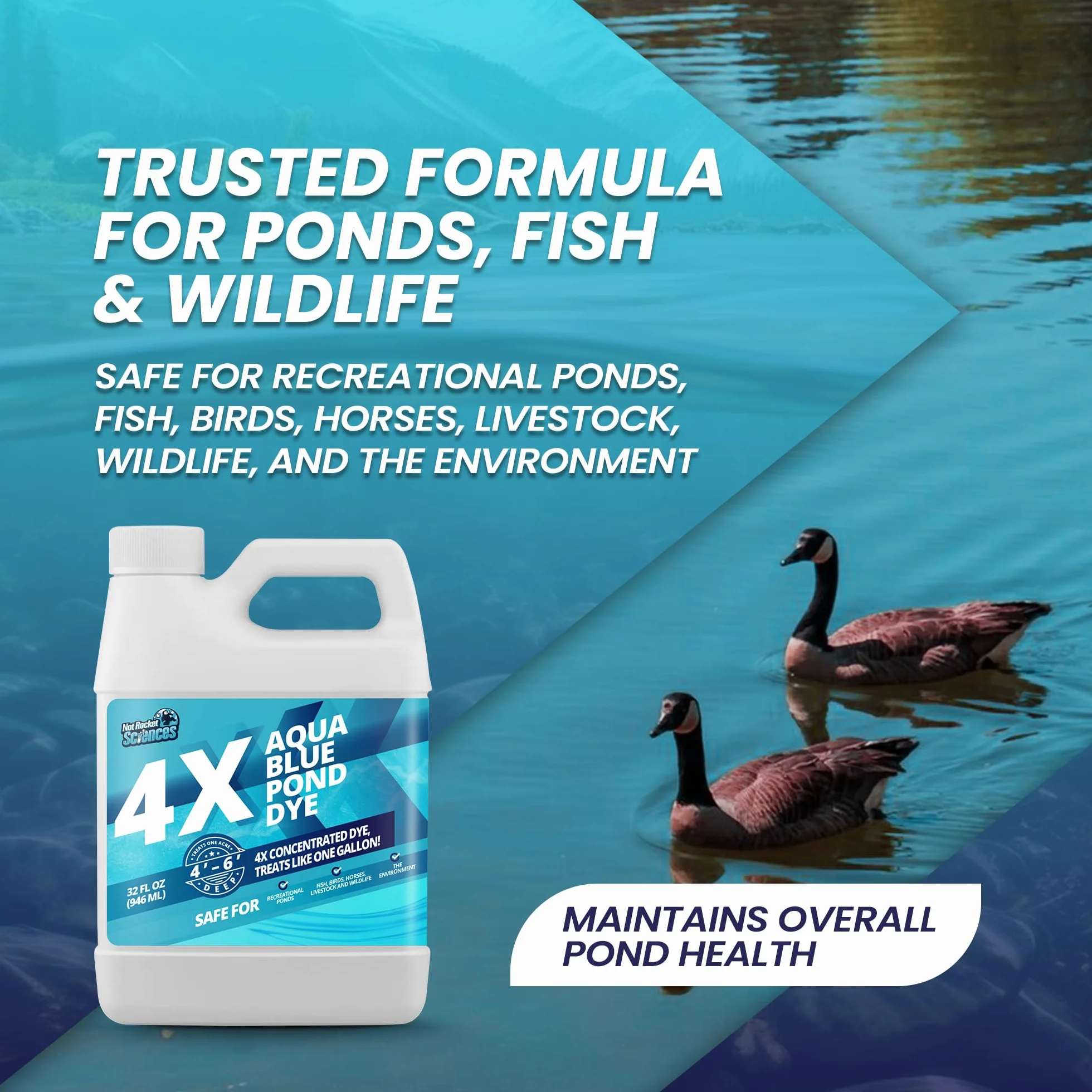 Aqua Blue Pond Dye 4X koncentrat barwnik do jeziora i stawu niebieski