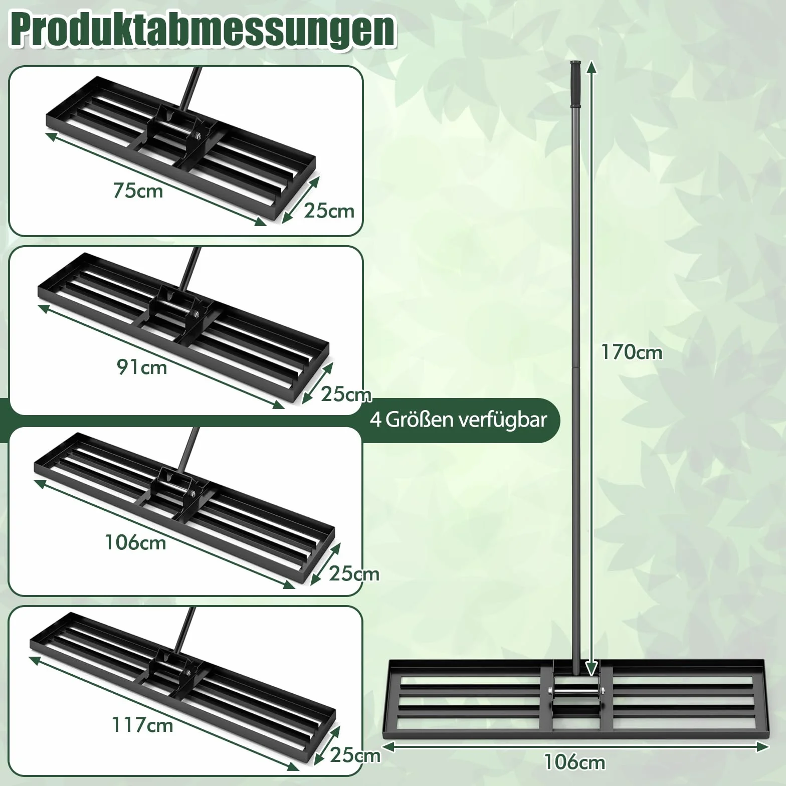 COSTWAY Grabie do niwelowania trawnika metalowe z ergonomiczną rączką