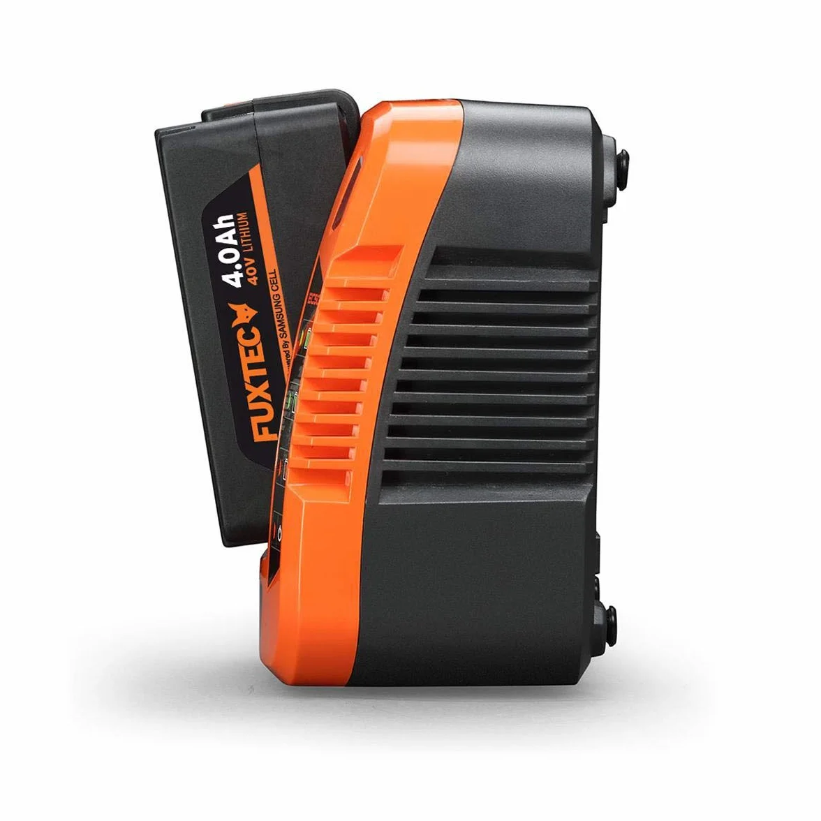 FUXTEC 40 V szybka ładowarka (2 A) – technologia litowo-jonowa – do baterii 40 V 2 Ah firmy FUXTEC – "jedna bateria pasuje do wszystkich urządzeń 40 V" – (bateria nie jest dołączona!)