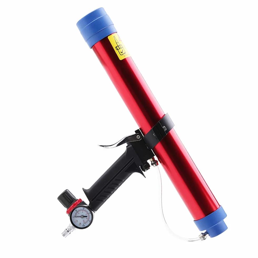 Pistolet do Uszczelniania Sprężonego Powietrza 1/4", 300-600 ml z 8 Głowicami Uszczelniającymi do Kleju i Silikonu, Profesjonalny Narzędzie Uszczelniające
