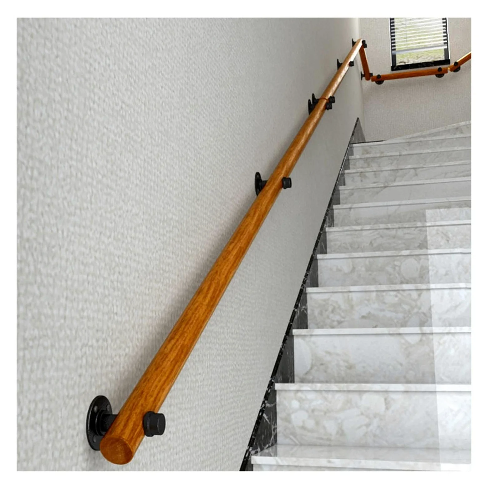 Fushou 50-230 cm, d poręcz na schody, sosna zestaw poręczy schodów. Gruby antypoślizgowy wewnątrz na ścianie starego mężczyzny zabezpieczenie przed dziećmi pręt Wuzming (rozmiar: 130 cm)