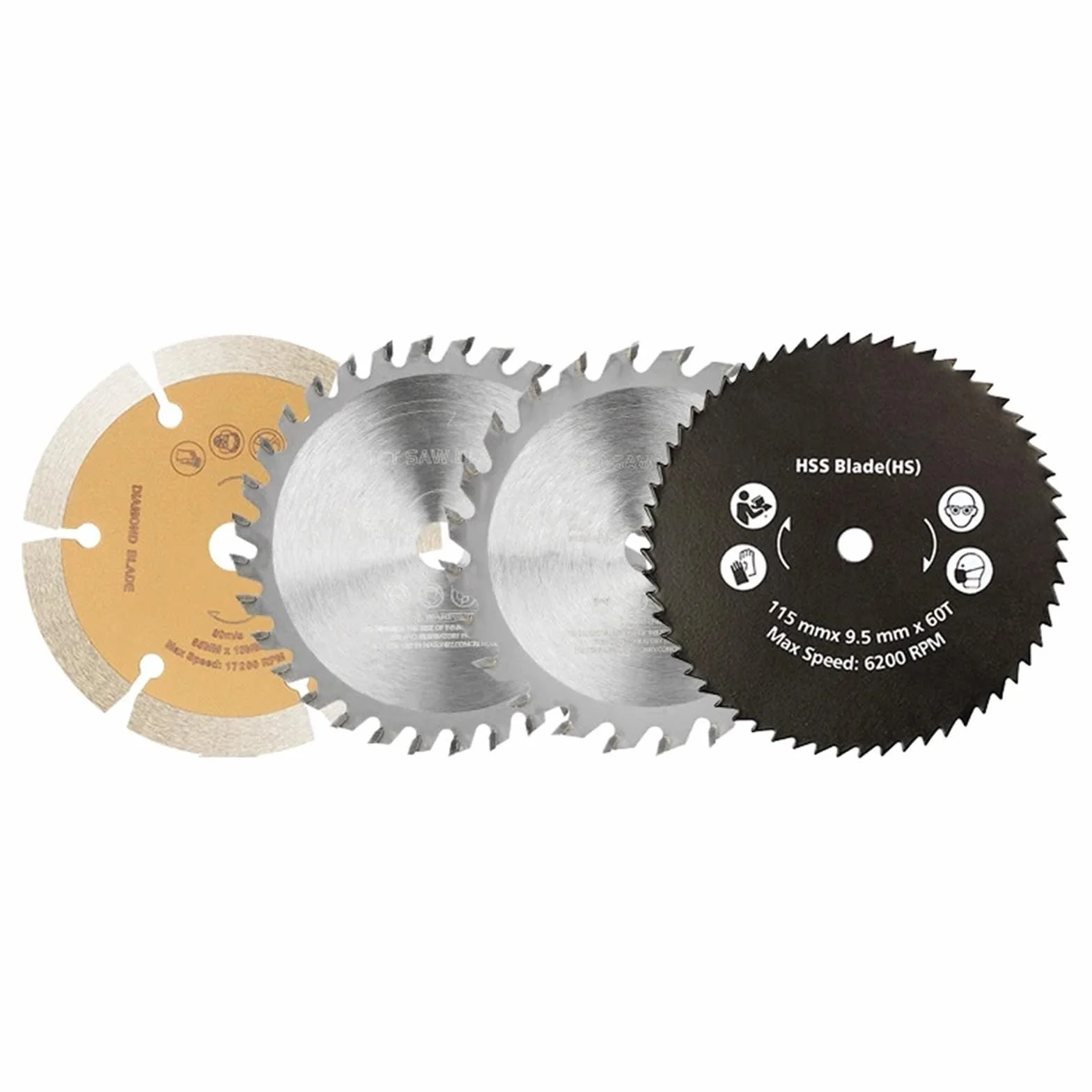 Diamentowe ostrze piły nożnej Tarcza tnąca TCT 115 mm do cięcia drewna, PVC i plastiku, 4 szt.(4pcs 115mm Set)