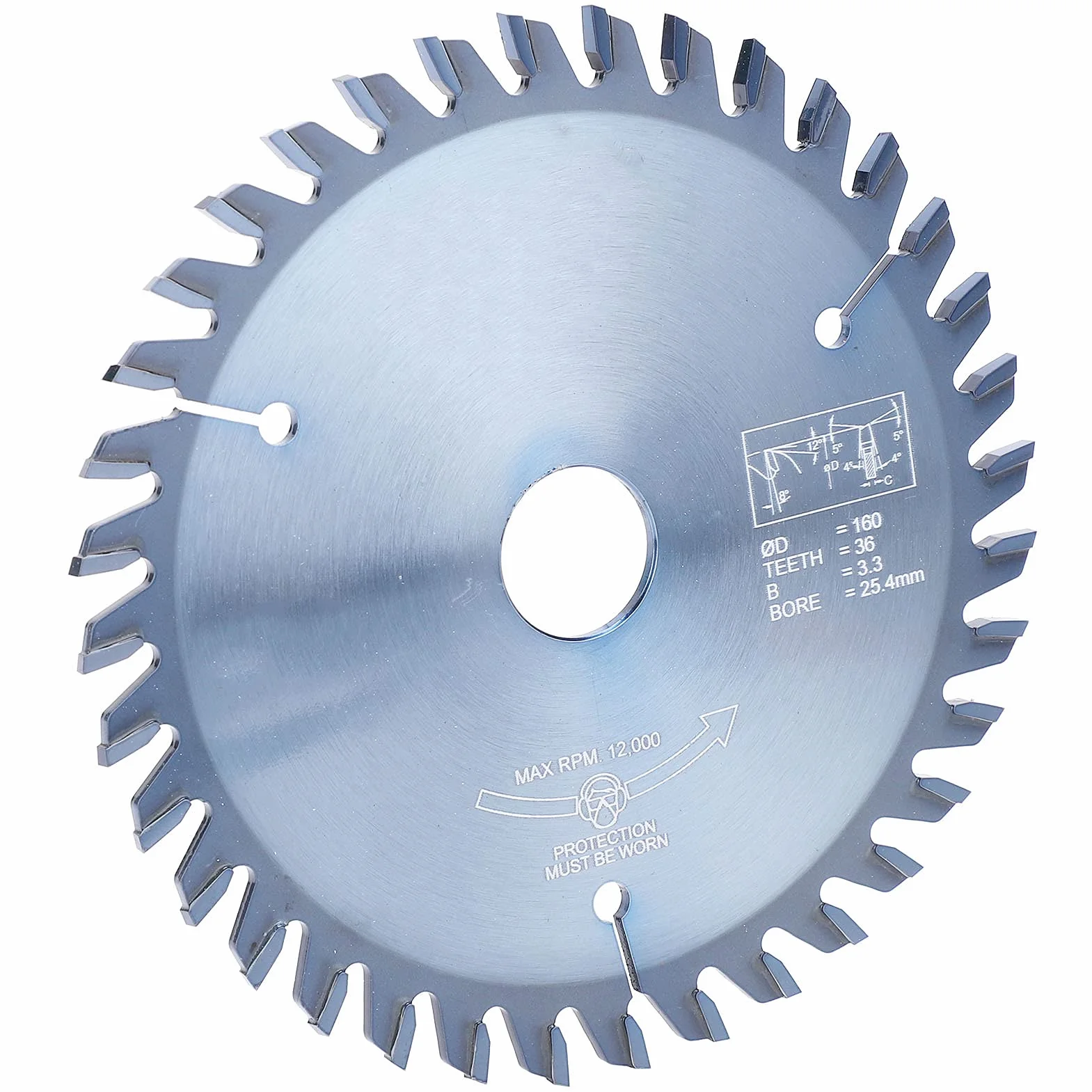 Brzeszczot z twardego stopu do obróbki drewna – 36 zębów, średnica 160 mm, trzpień 25,4 mm – niebieska powłoka zapobiegająca rdzy – tarcza tnąca do płyt z litego drewna