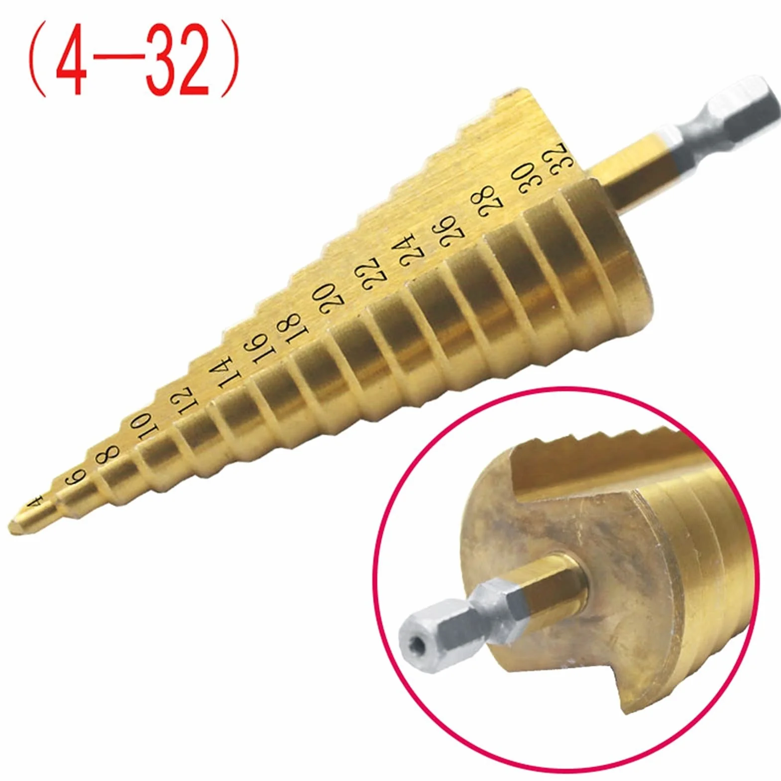 Wiertła do cięcia stali HSS duży stożek stopniowy t-ittan powlekany metal wiertła zestaw narzędzi tnących wycinak otworów 4-12/20/32mm (kolor: 1 szt. 4 20 mm) (1 szt. 4 32 mm)