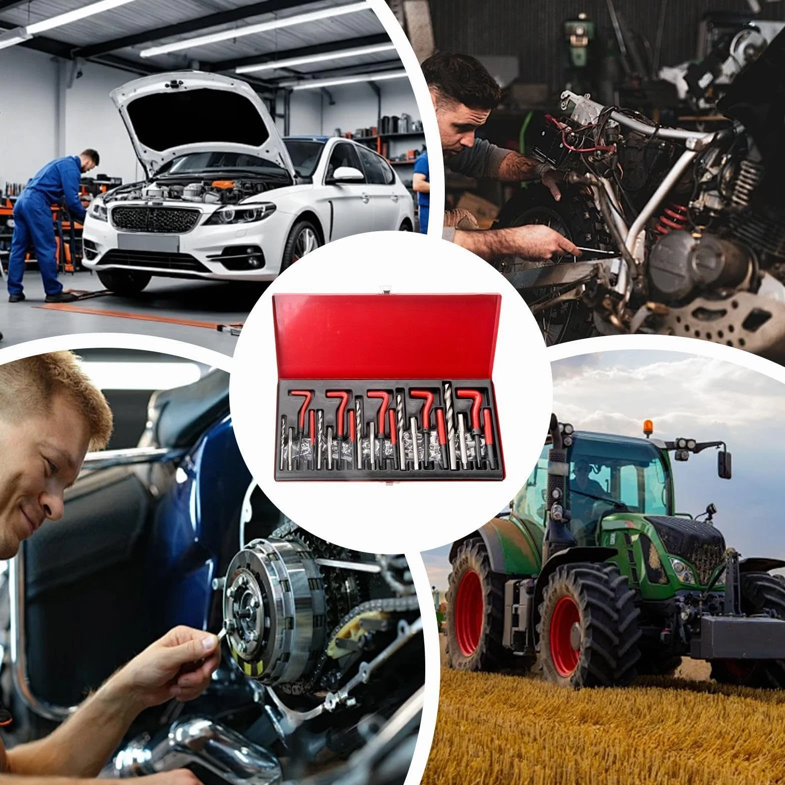 Komplet do Naprawy Gwintów Samochodowych 131-częściowy Zestaw do | Zestaw Naprawczy Gwintów do Samochodów Dla Mechaników Techników Pasjonatów Majsterkowiczów Wars