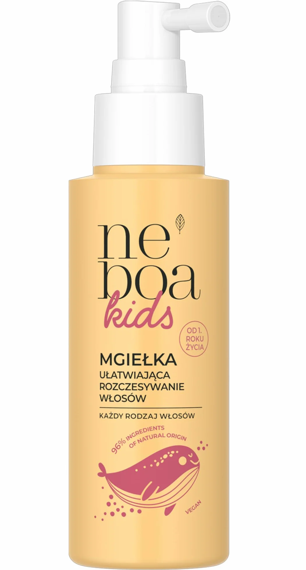 Neboa Kids Mgiełka do Rozczesywania Włosów, 96% Składników Naturalnych, Wegańska, dla Dzieci od 1. Roku Życia, 100 ml