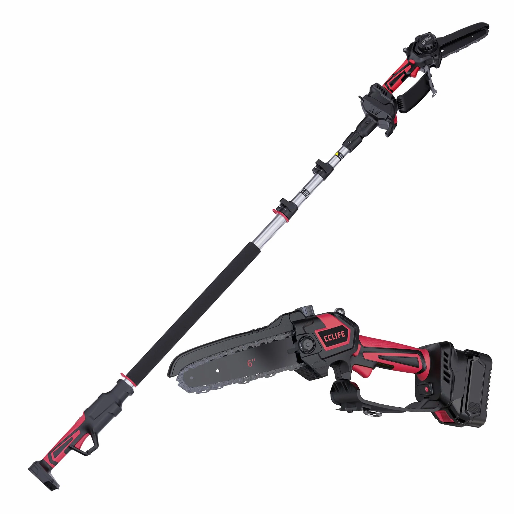 CCLIFE Mini piła łańcuchowa 2 w 1, z drążkiem teleskopowym 2 m, kompatybilna z Makita 18 V/20 V (bez akumulatora)