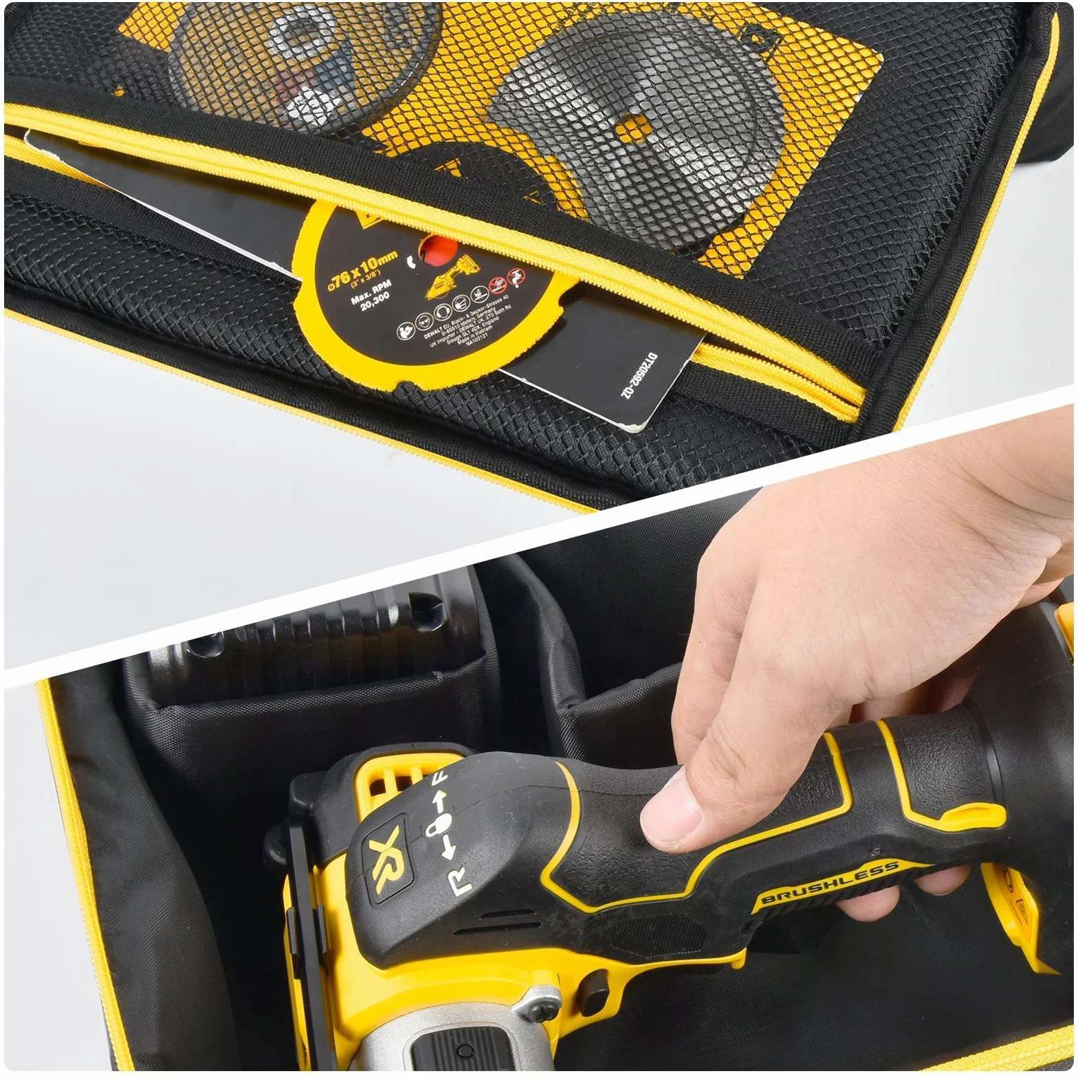 Torba kompatybilna z DEWALT 20 V MAX narzędzie odcinające 3 w 1 bezszczotkowe (DCS438B), etui do przechowywania, organizer na ładowarkę, baterie, koło tnące i inne akcesoria (tylko pudełko)