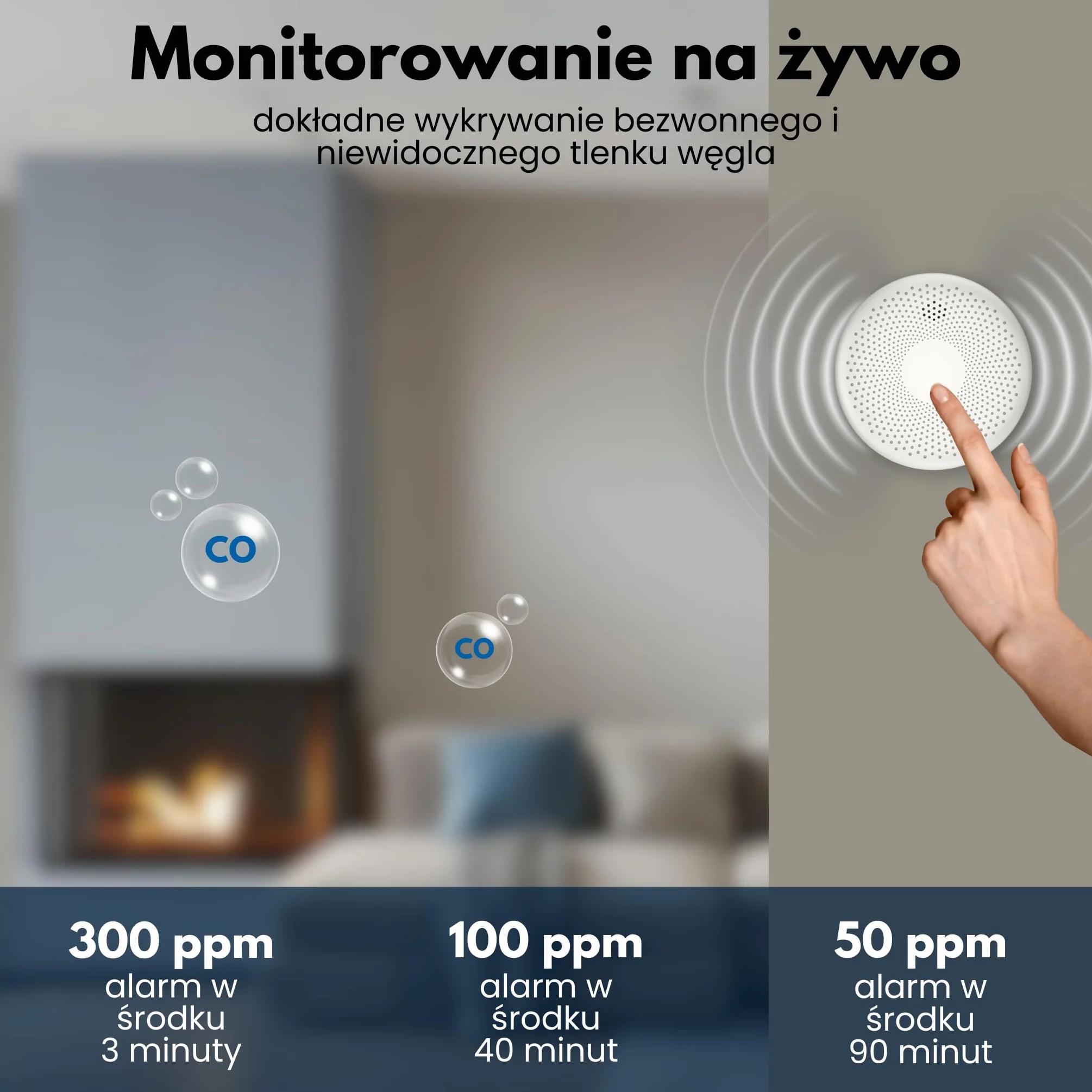 Aroha Safety Pro Alarm dymu i tlenku węgla z 10 -letnim baterią - alarm CO