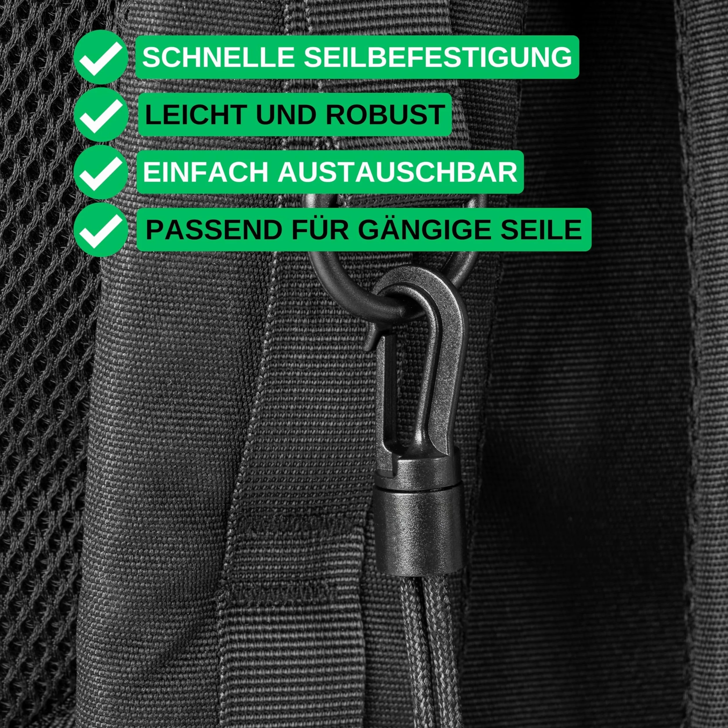 Karabińczyki z tworzywa sztucznego, 12 sztuk, w kolorze czarnym, do taśm o średnicy 9 – 10 mm, plastikowe haczyki DIY na gumową linkę, smycz, sznurek sznurkowy z systemem wtykowym, napinacz liny do