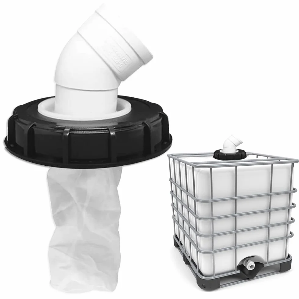 mizikuu IBC filtr pokrywy, 45°IBC, filtr pokrywy, 163 mm, nylonowy filtr wody deszczowej, zmywalny, z pokrywką, pokrywa filtra IBC, z łukiem, filtr IBC, akcesoria do zbiornika na wodę deszczową IBC,