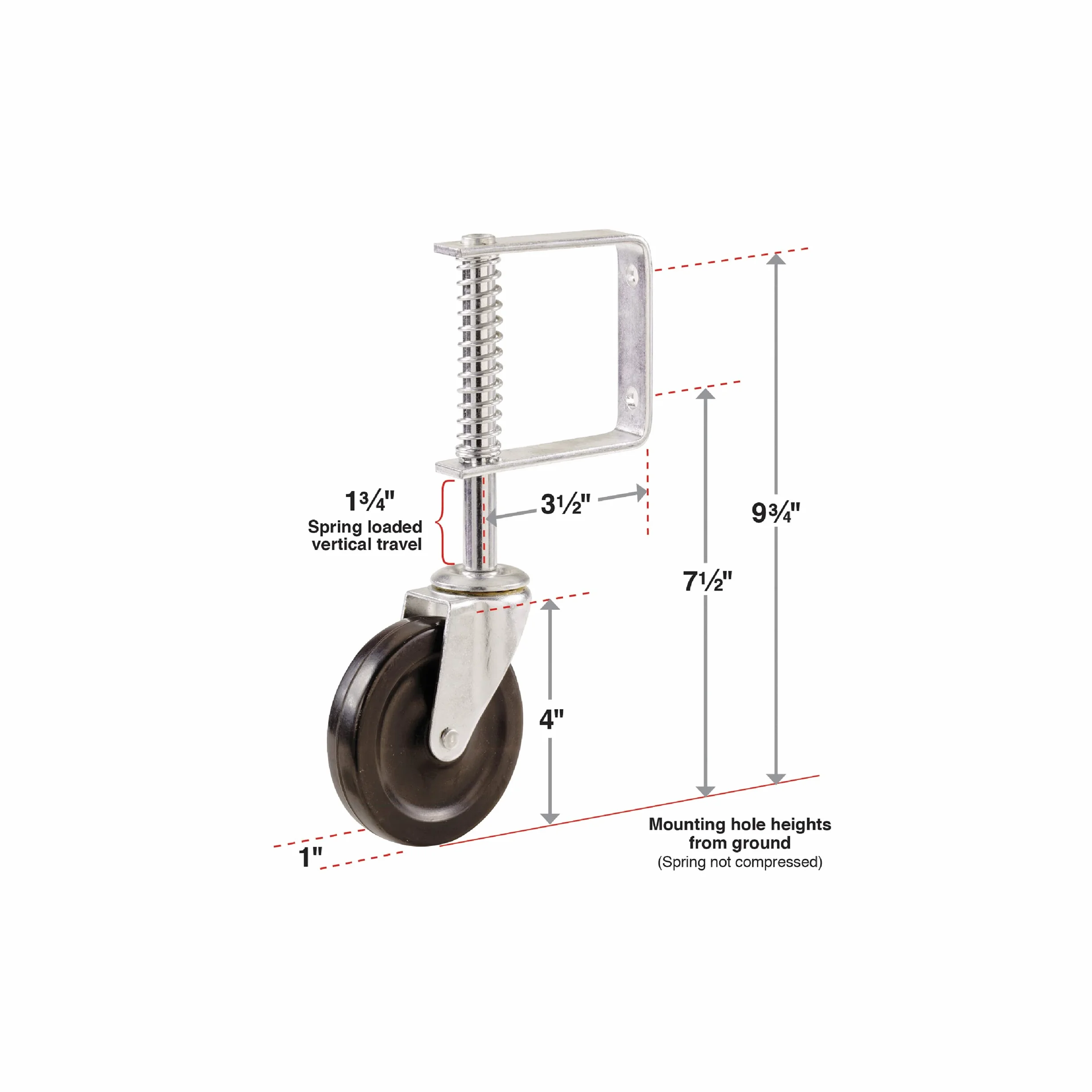 Shepherd Hardware 9785 4-calowy sprężynowy kółko do bramy, nośność 56,7 kg