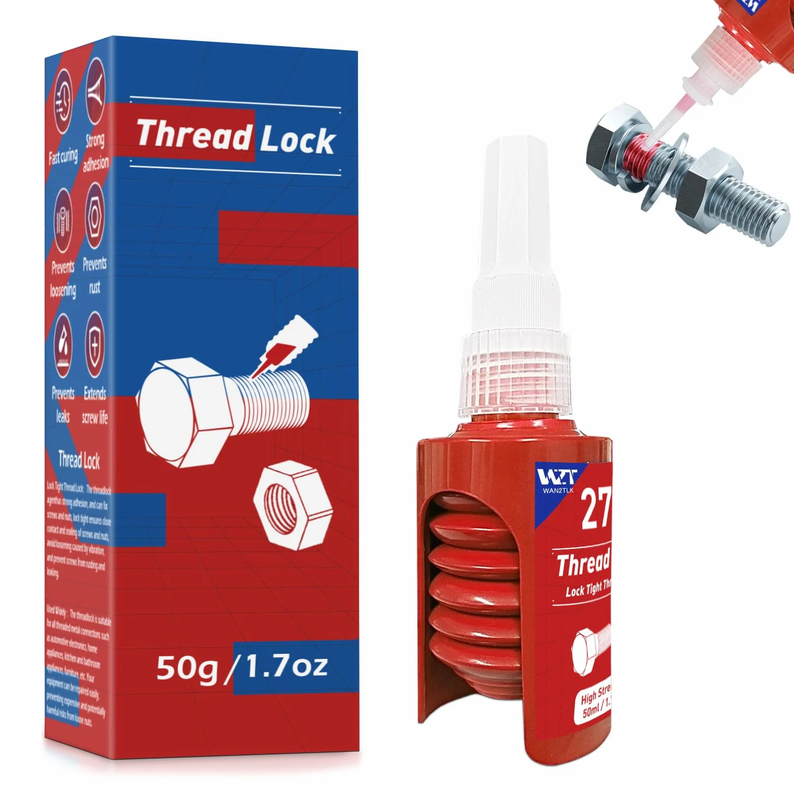 50 ml zabezpieczenie śrub, wysoka wytrzymałość, klej do śrub regulacyjnych, środek zabezpieczający śruby do nakrętek i śrub, zapobieganie poluzowaniu i korozji