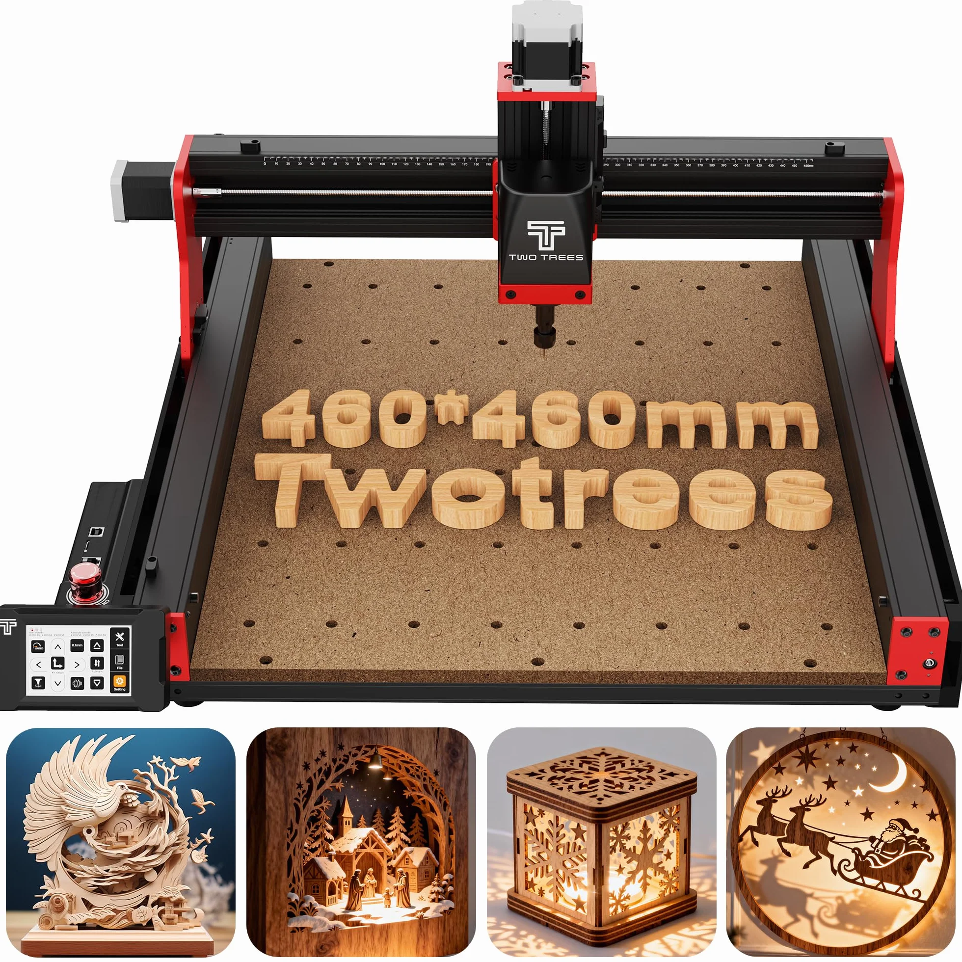 Twotrees TTC450 PRO frezarka CNC, 3-osiowa do drewna i akrylu, zmontowana w 95%, obszar roboczy: 460 x 460 mm