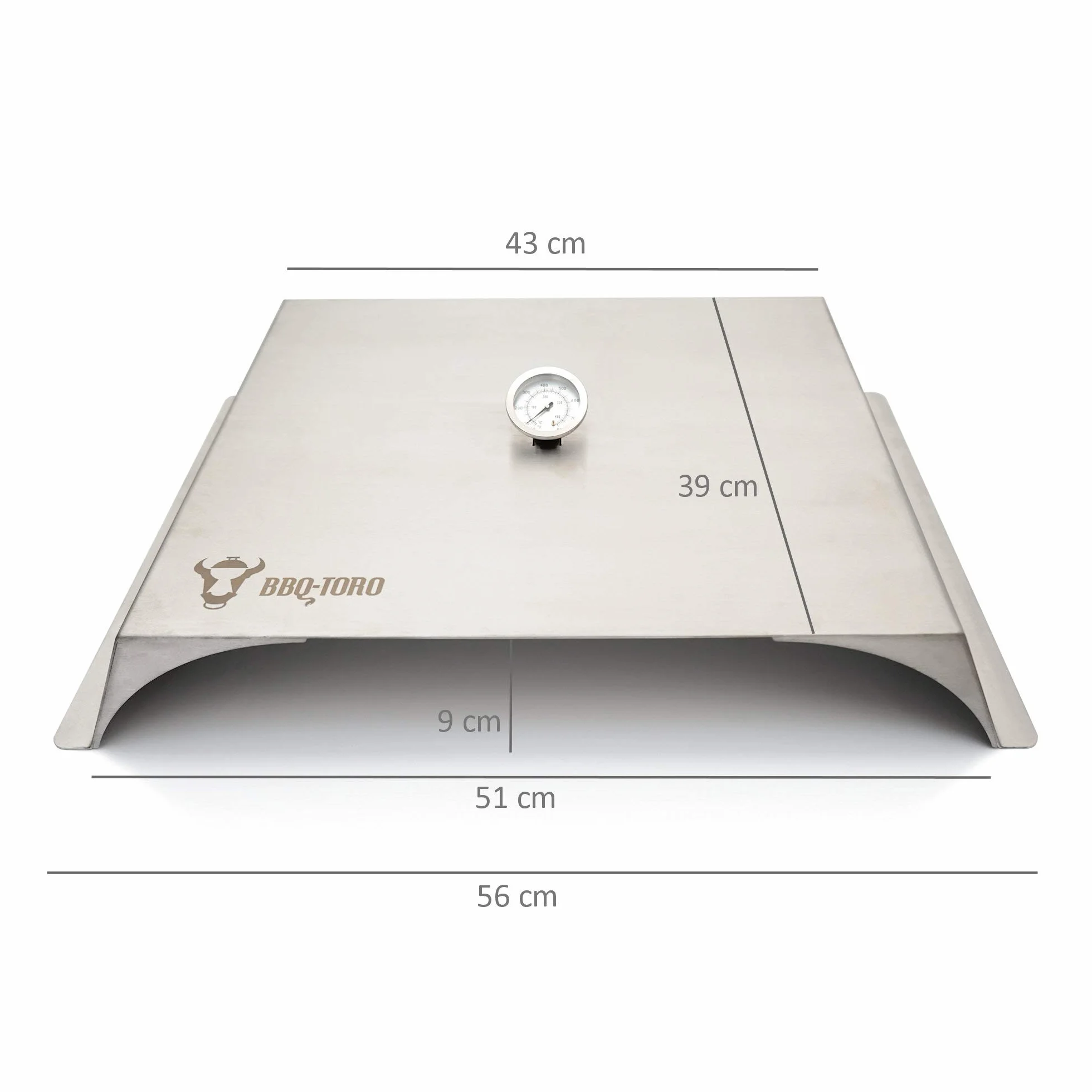 BBQ-Toro Nakładka do pizzy do grilla gazowego stal nierdzewna 56 x 39 cm z termometrem