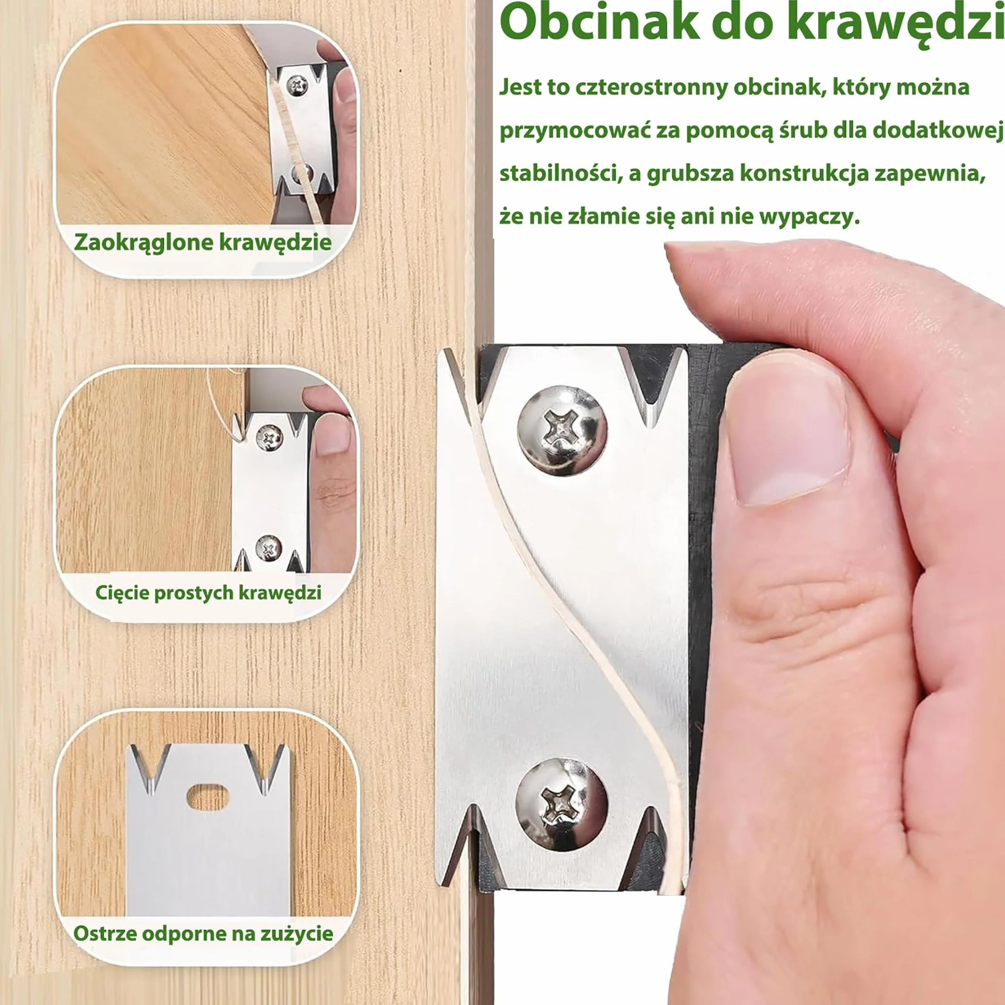 Przenośny obcinak do forniru i drewna z wymiennym ostrzem antypoślizgowym