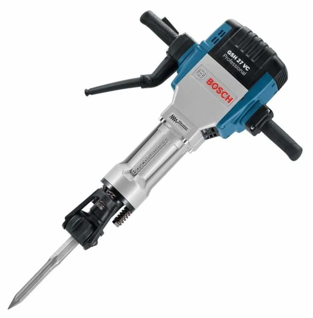 Bosch Professional: młot udarowy GSH 27 VC (moc znamionowa 2 000 W, maks. energia udaru 62 J, liczba udarów przy nominalnej prędkości obrotowej 1 000 min–1)