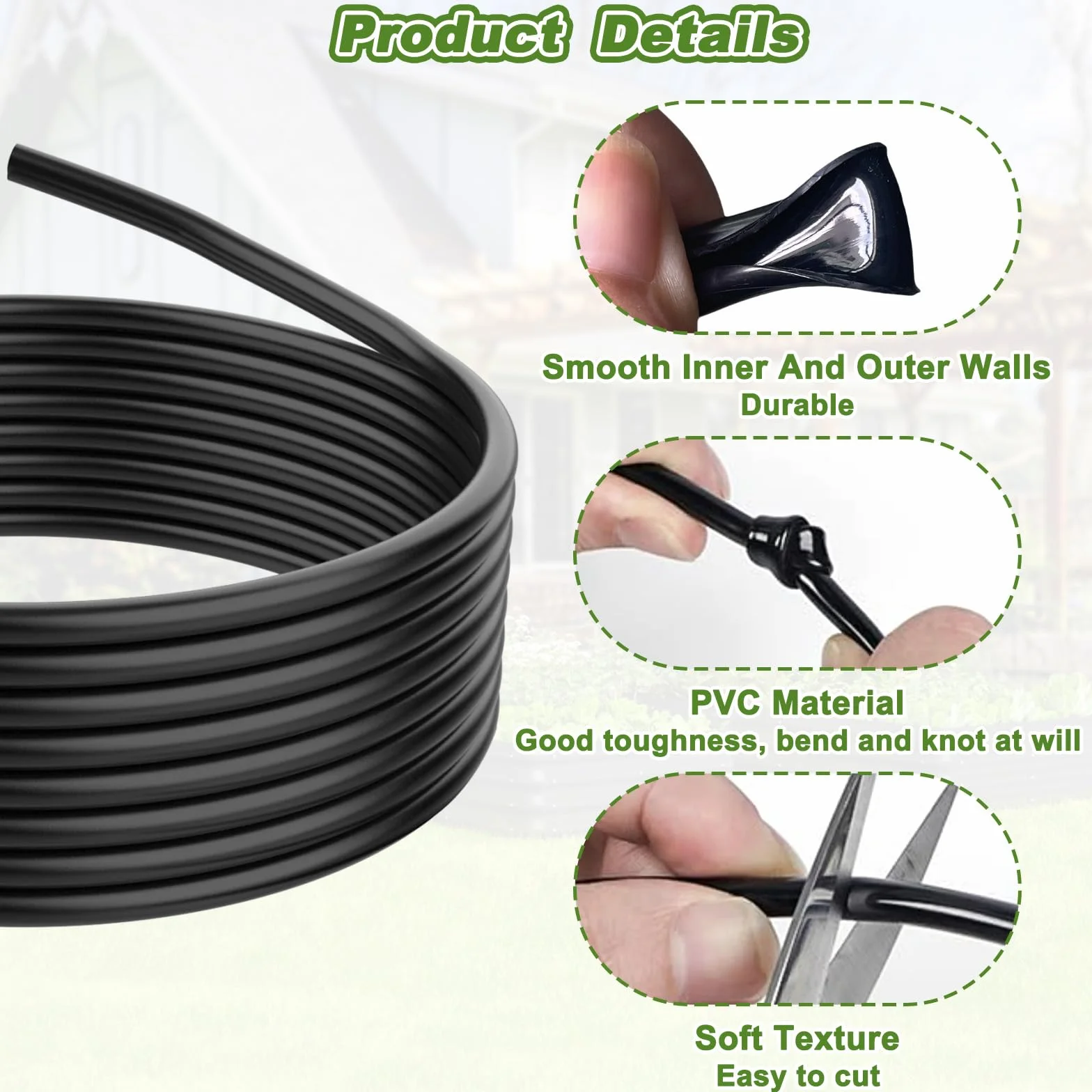 30 m / 100FT PVC mikro rurki nawadniające, szczelna rura zasilająca do nawadniania kropelkowego, odporne na promieniowanie UV, elastyczne węże nawadniające do trawnika, ogrodu, roślin, kwiatów, drzewa