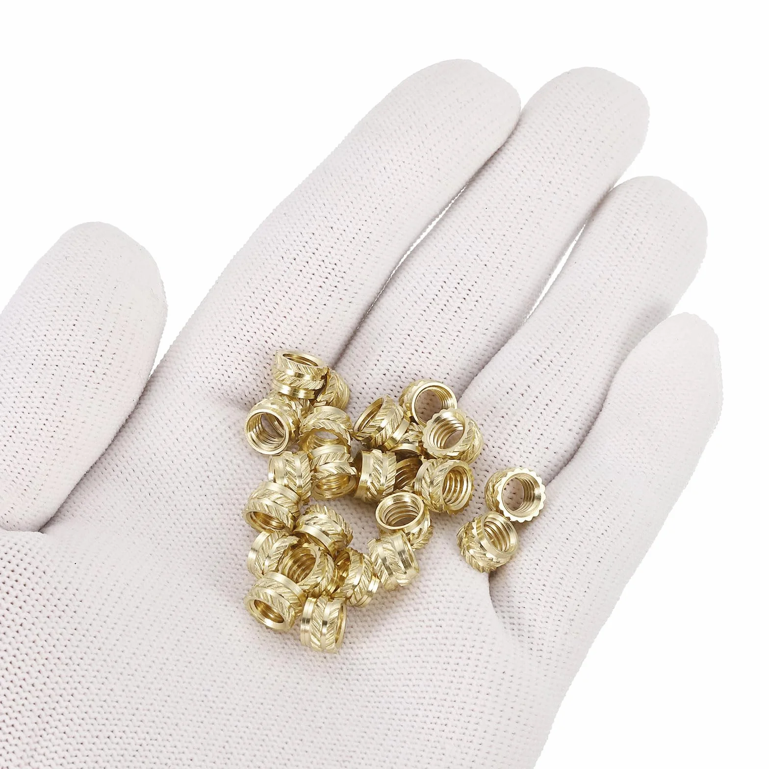 QUARKZMAN Nakrętki z wypustkami, 25 sztuk M6 x 5 mm L x 8 mm OD mosiężne nakrętki do drukowania 3D nakrętki gwintowane żeńskie mosiężne nakrętki