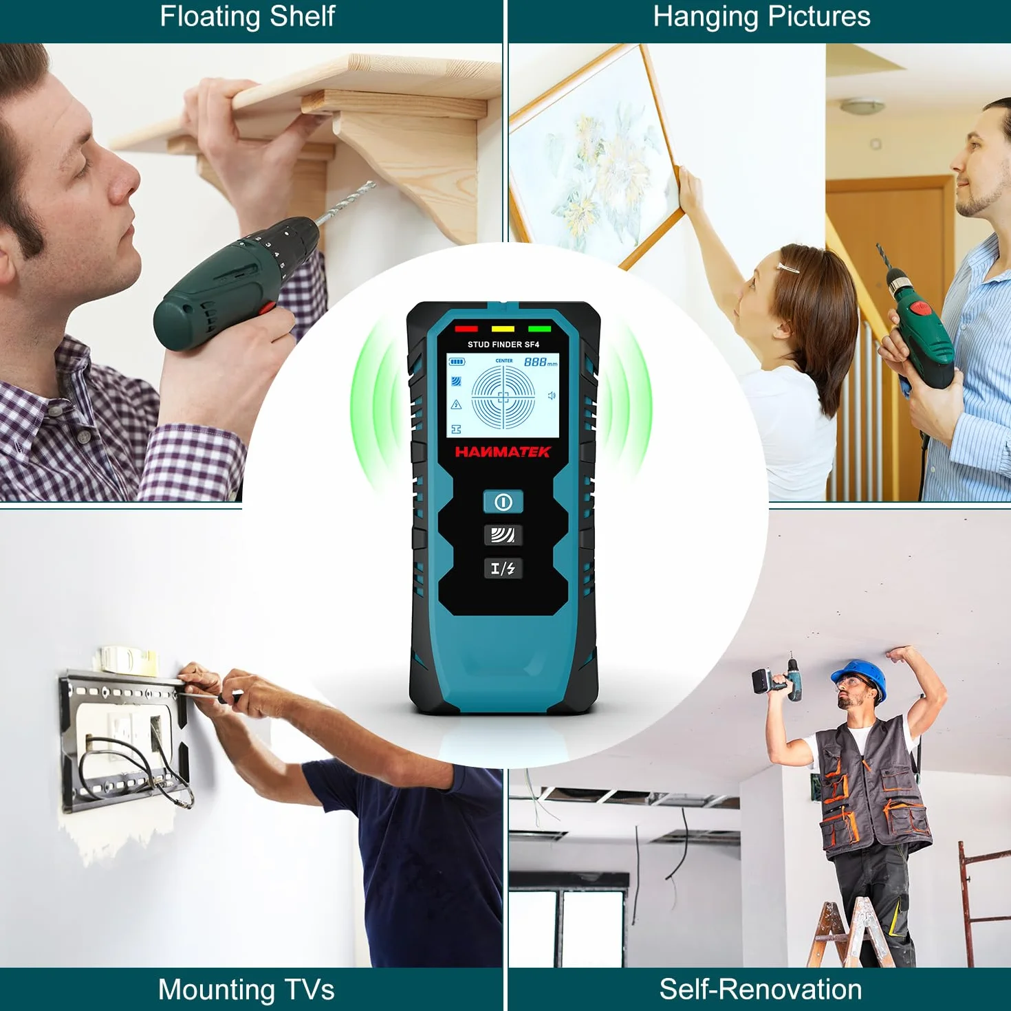 HANMATEK Stud Finder Skaner Ścienny 5 w 1 Lokalizator Metalu Śrub Gipsu z Wyświetlaczem LCD HD