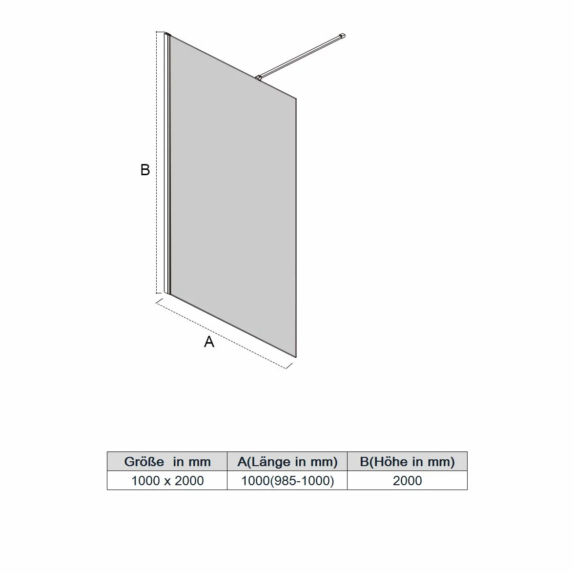 SONNI Ścianka prysznicowa 100 x 200 cm satynowana z regulowanym stabilizatorem 70-120 cm