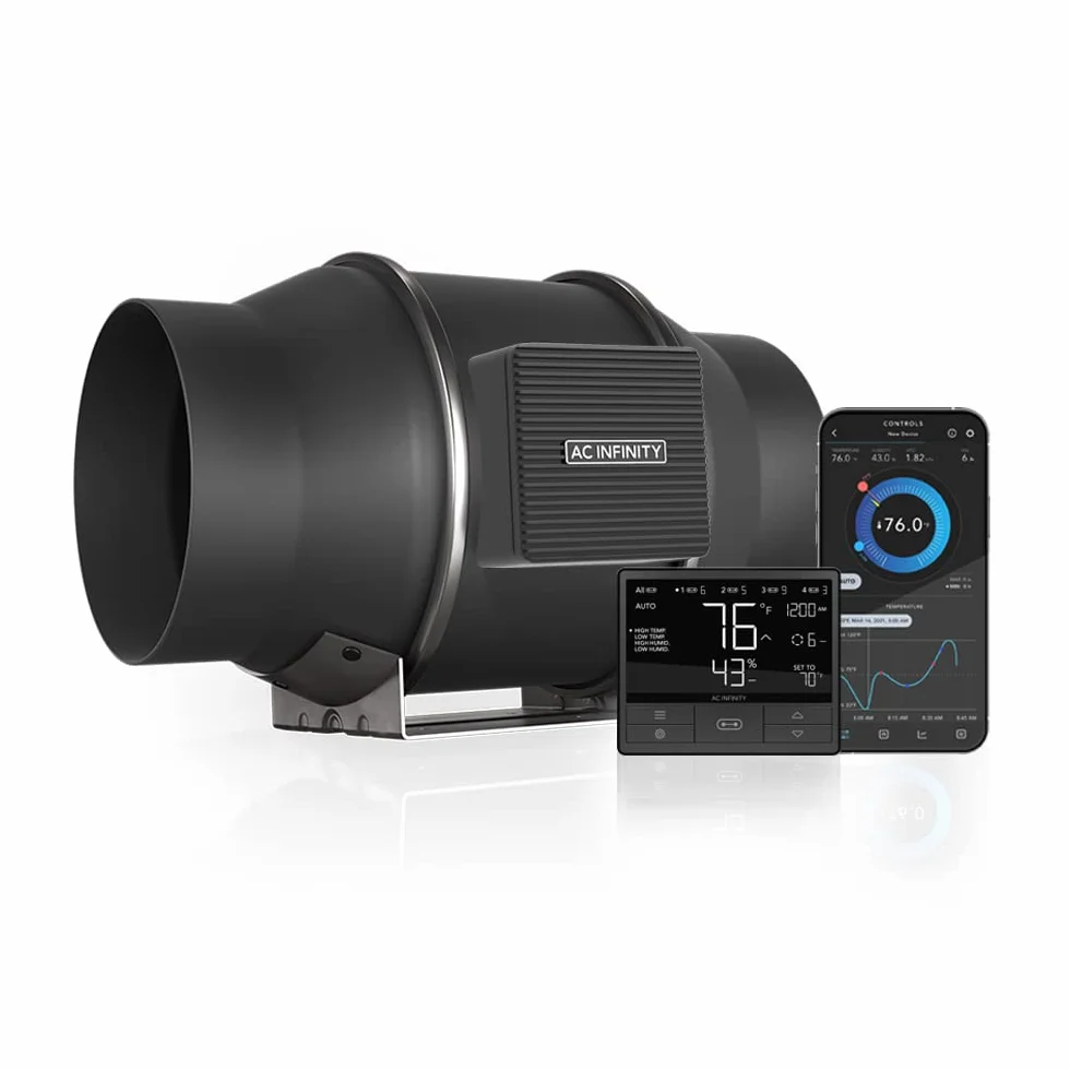 AC Infinity CLOUDLINE T6 Quiet 6" Inline Duct Fan with Thermostat Speed Control
