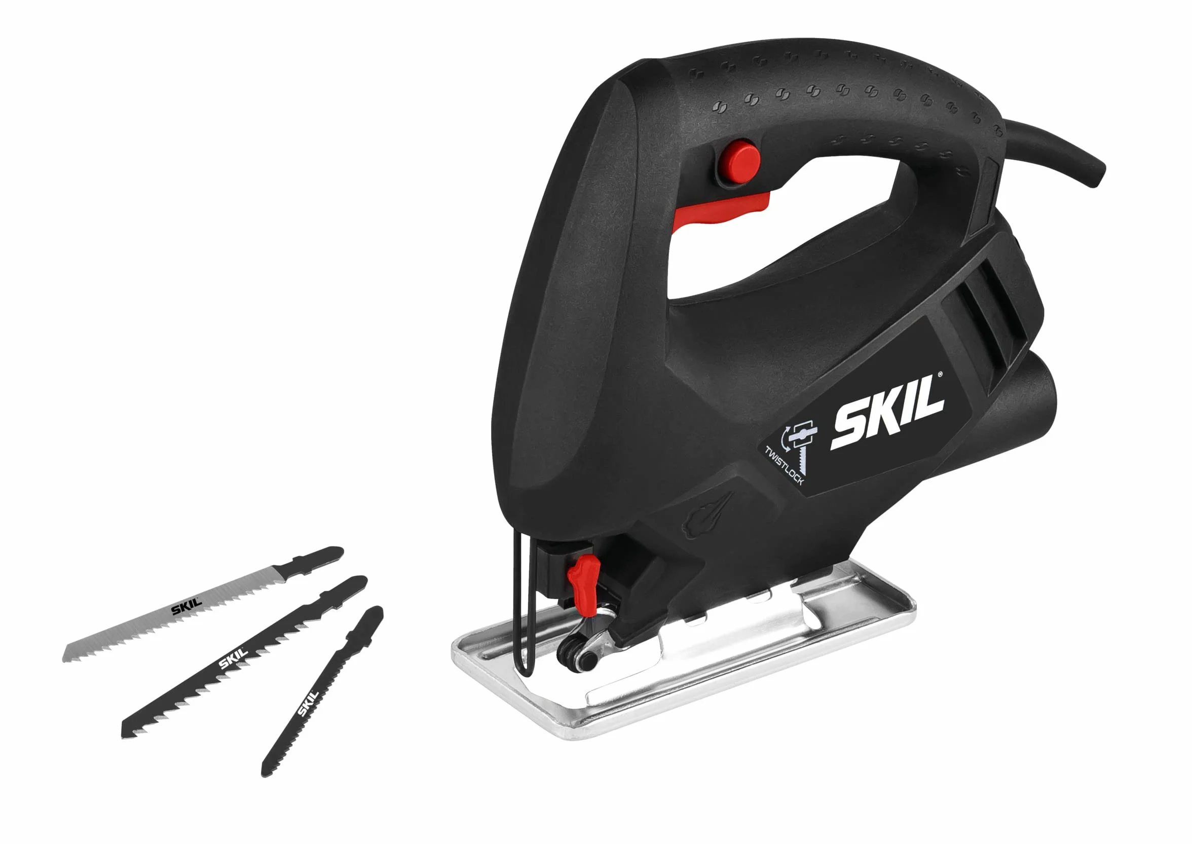 SKIL 4190 AA wyrzynarka (silnik 400 W, głębokość cięcia 65 mm, dostarczana z 3 brzeszczotami do drewna, do cięcia prostych i zakrzywionych) F0154190AA
