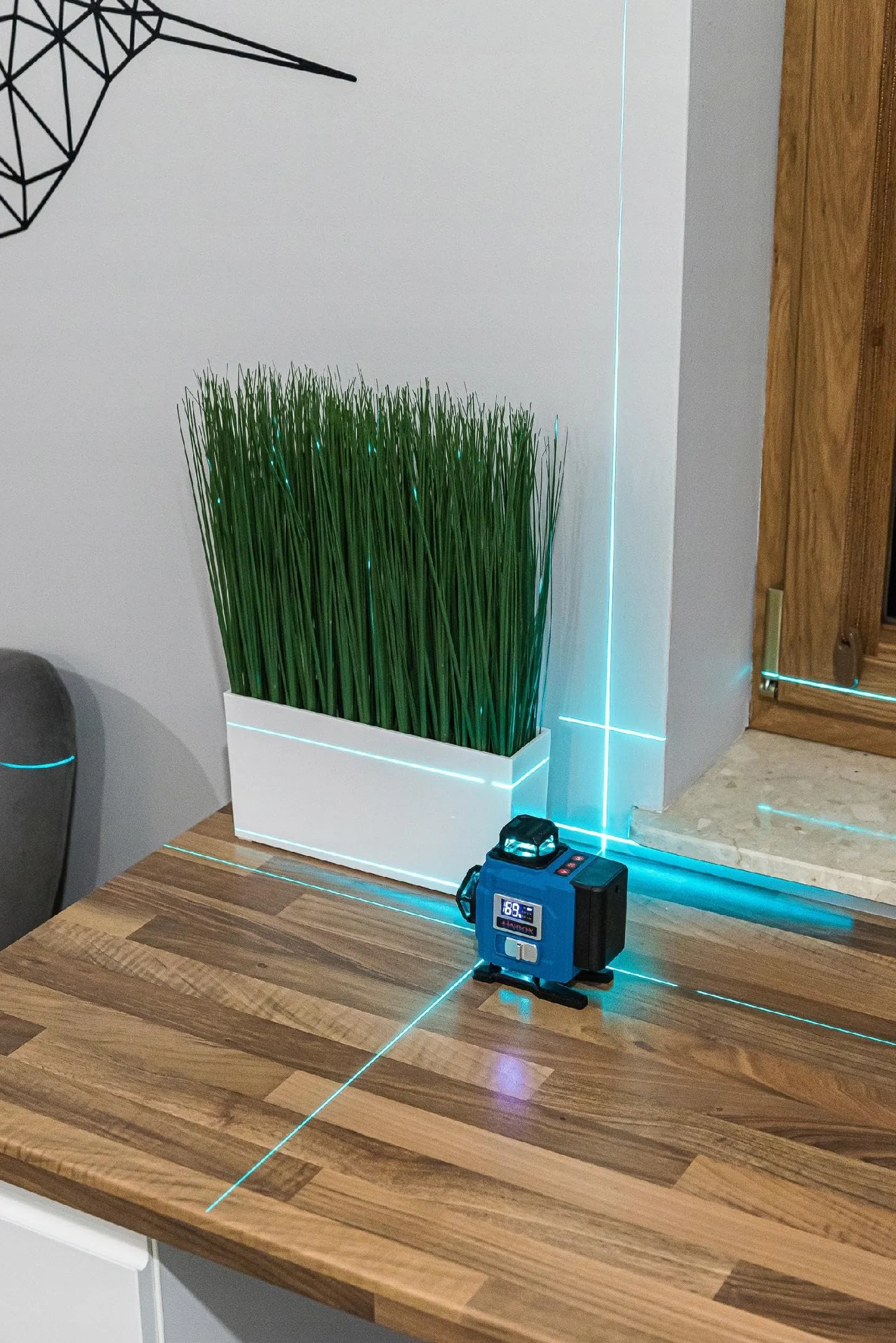 POZIOMICA LASEROWA 360° LASER KRZYŻOWY 4D ZESTAW OBROTOWE OKIENKA