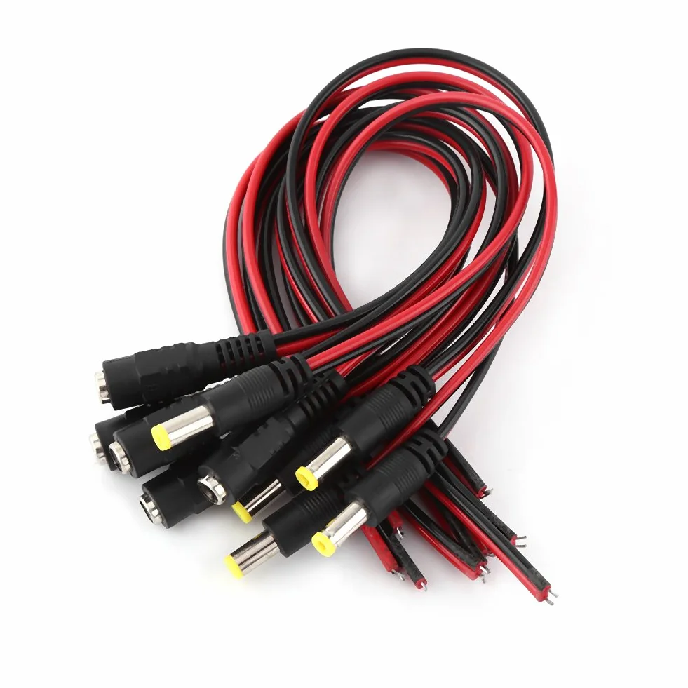 Yctze 10 Sztuk 12V Kabel Zasilający Kamery Monitoringu CCTV, Męska i żeńska Wtyczka Zasilania DC, Czarno-czerwona Kamera Złącza Wtykowe DC