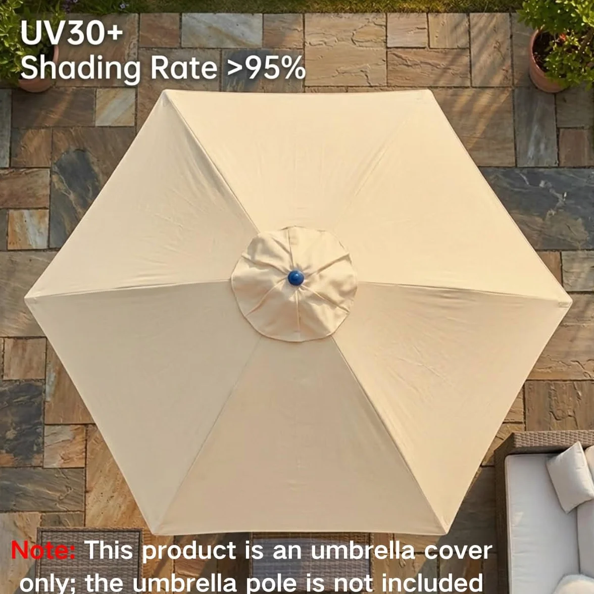 Poszycie na Parasol Ogrodowy 2.0m-3.0m 6 Ramion Wodoodporna Tkanina Zamienna Daszek UV30+