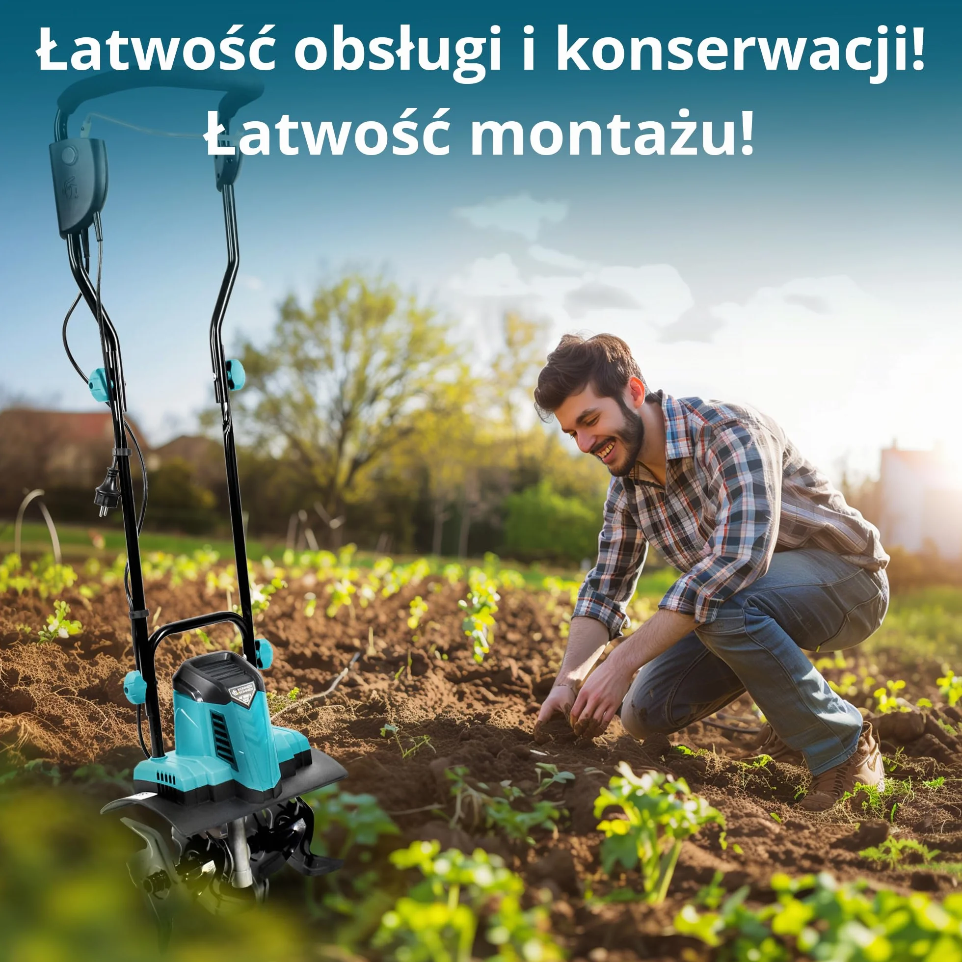 Könner & Söhnen KS 1000T E Glebogryzarka elektryczna, mocne metalowe frezy, szerokość/głębokość robocza 36/22 cm, 1000 W, 230 V, 8 kg, kultywator do podwórek, rabat kwiatowych i ogrodowych