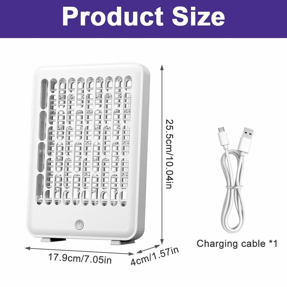 Mineup Elektryczna pułapka na owady, 1200 mAh, lampa na komary, elektryczna, ładowana przez USB, 360° UV, lampa do kuchni, wewnątrz i na zewnątrz, na kemping