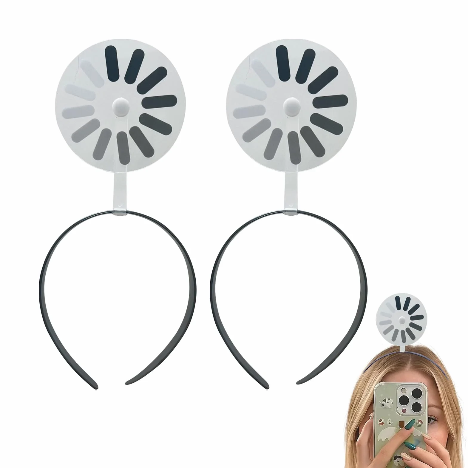Funny Headbands, Hair Clips with Loading Symbol Design, Stylish and Lightweight Hair Accessories, Ideal for Women, Girls, Daily Use, Work, Music Festivals, Makeup Events, Holidays, Parades