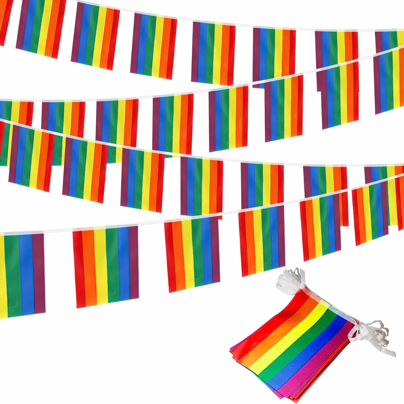 ACTOYS Tęczowa flaga Gay Pride, mała tęczowa flaga, odporna na warunki atmosferyczne, tęczowa flaga na zewnątrz, girlanda do użytku wewnątrz i na zewnątrz, do ogrodu, na imprezę Pride Month, dekoracja, 10 metrów
