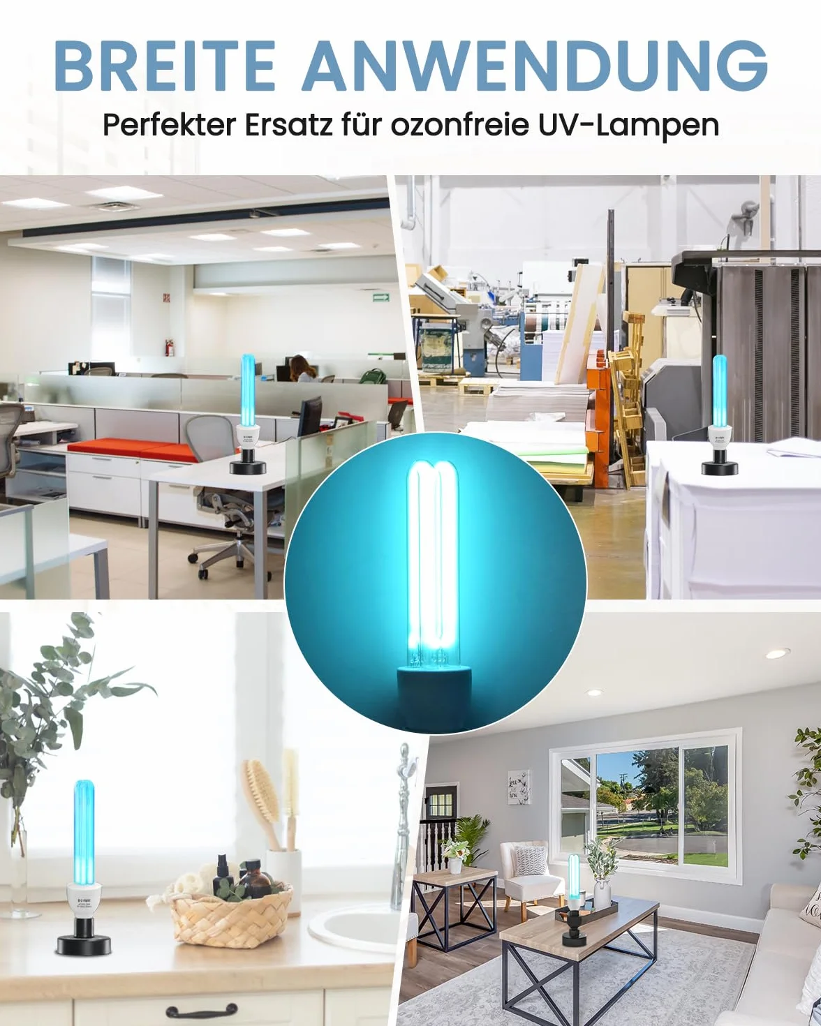 DoRight Lampa UV Ozon E27 25 W bakteriobójcza lampa UVC 254 nm z rurką kwarcową, oson ozon przeciw bakteriom wirusom i roztoczom AC220-240V do domów, biur, restauracji i szkół (1 sztuka)