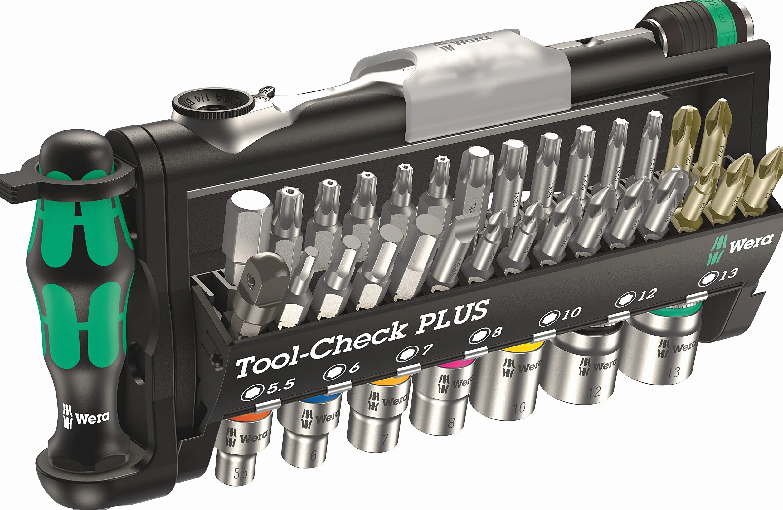 Wera Tool-Check PLUS Zestaw złożony z grotów, kluczy nasadowych i rękojeści, z grzechotką 1/4", 39-częściowy